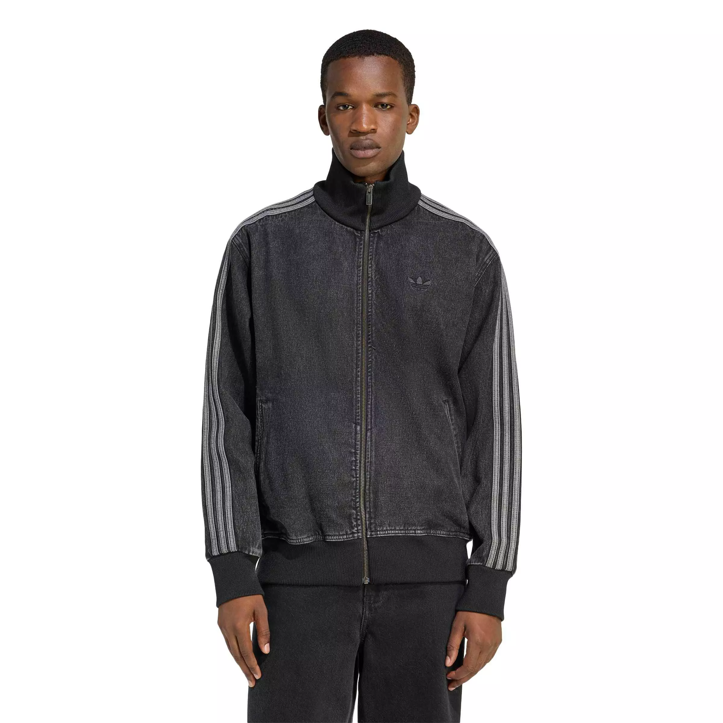 adidas Originals Men's Adicolor Denim Firebird Track Top - Black - BLACK