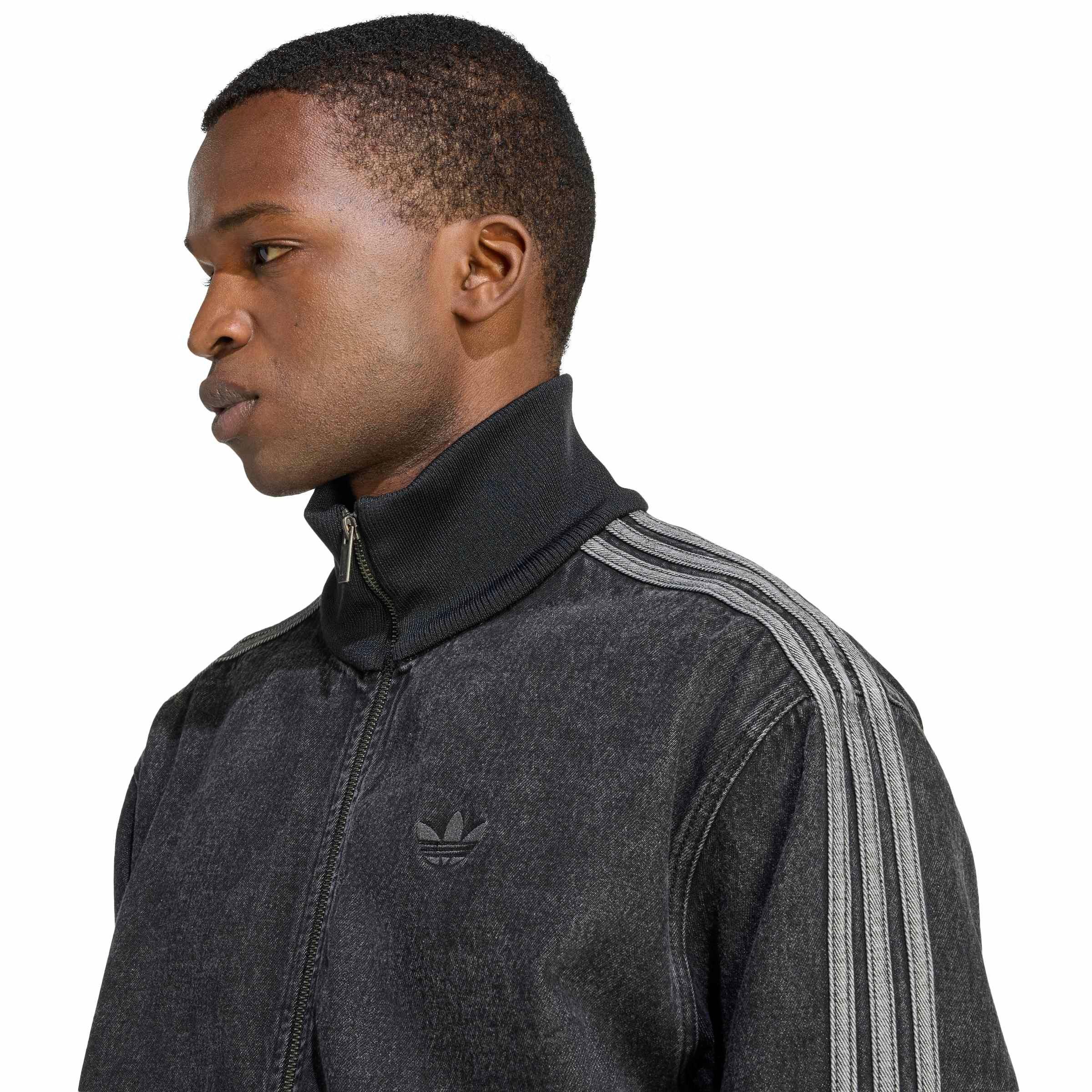 adidas Originals Men's Adicolor Denim Firebird Track Top - Black - BLACK Thumbnail View 3
