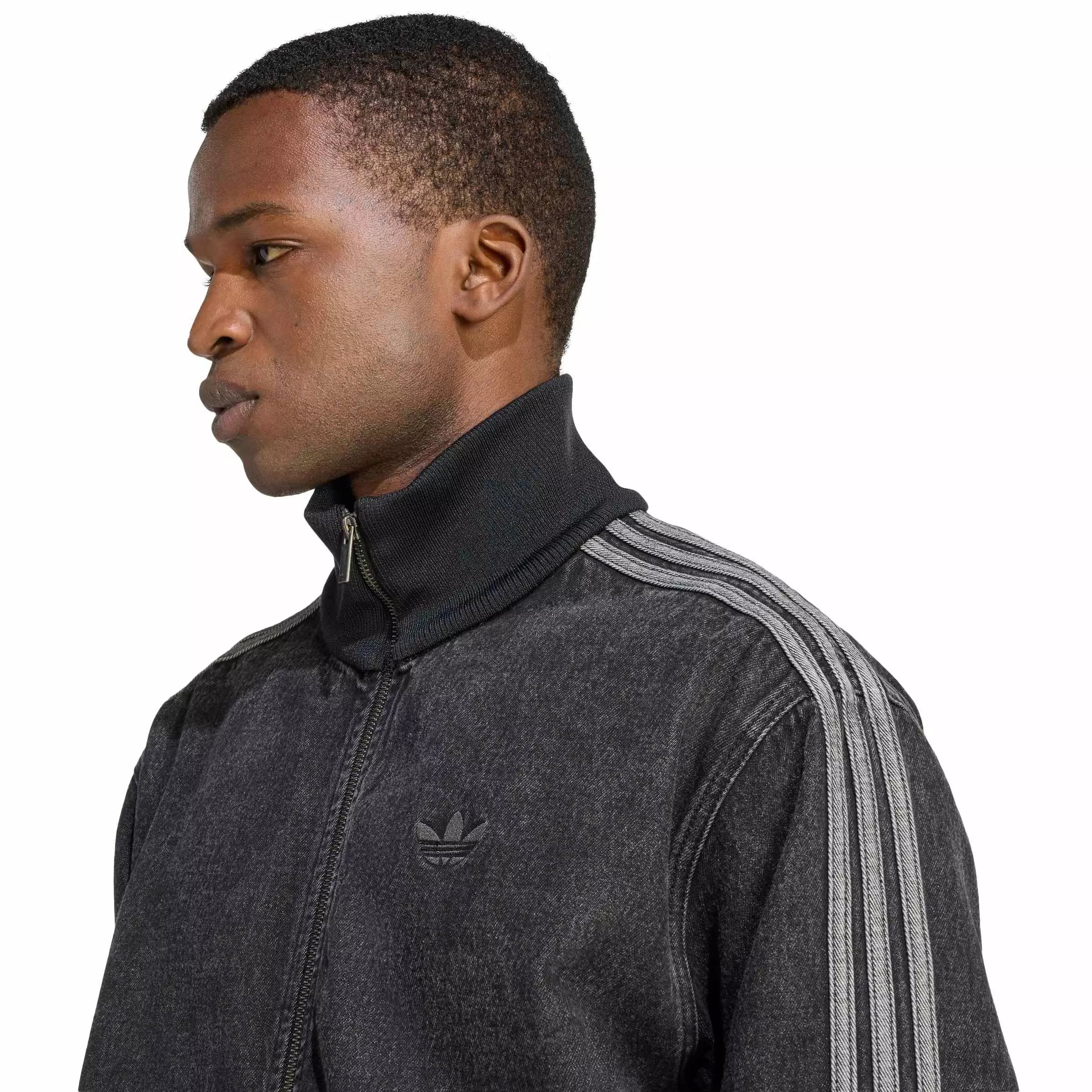 adidas Originals Men's Adicolor Denim Firebird Track Top - Black - BLACK