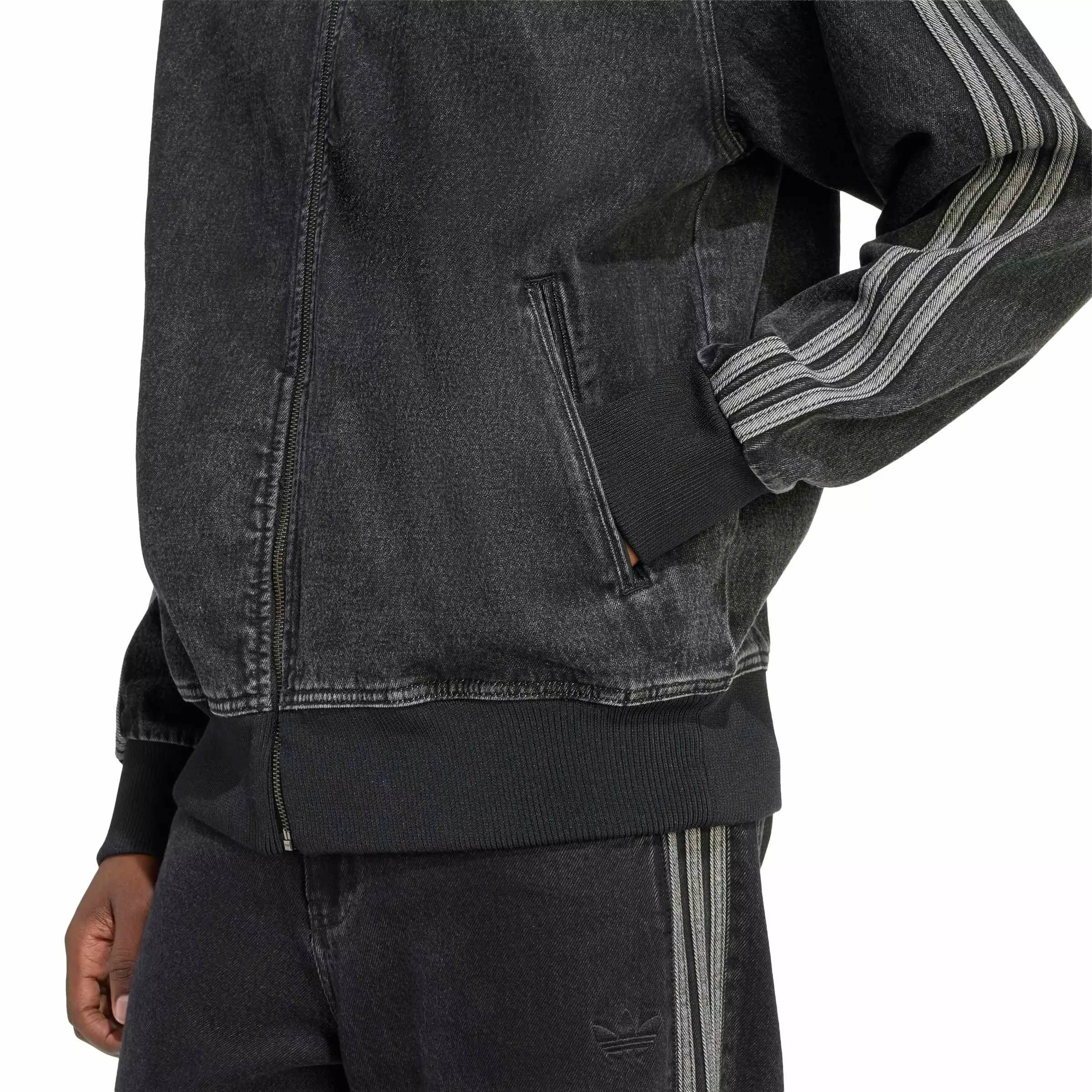 adidas Originals Men's Adicolor Denim Firebird Track Top - Black - BLACK