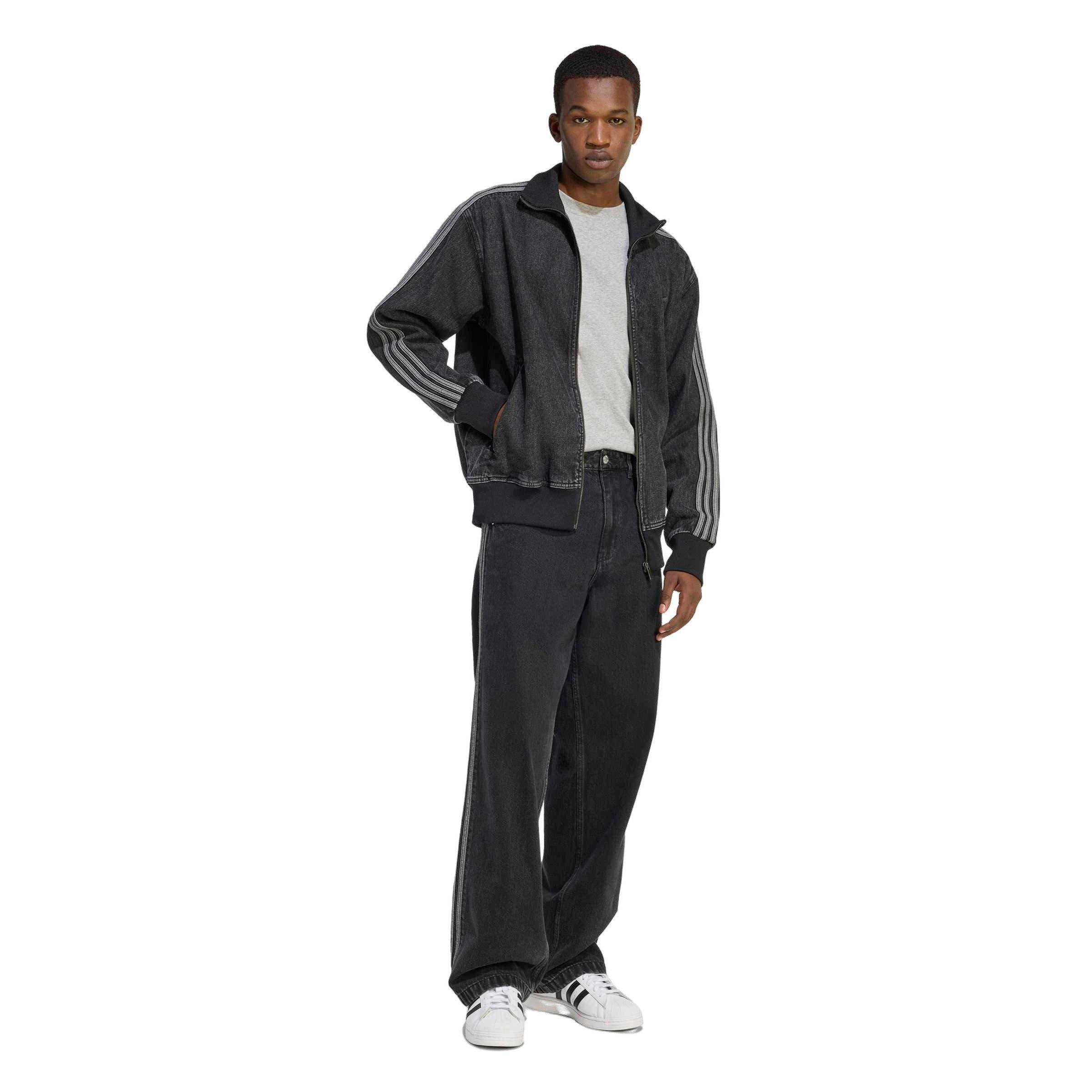 adidas Originals Men's Adicolor Denim Firebird Track Top - Black - BLACK Thumbnail View 5