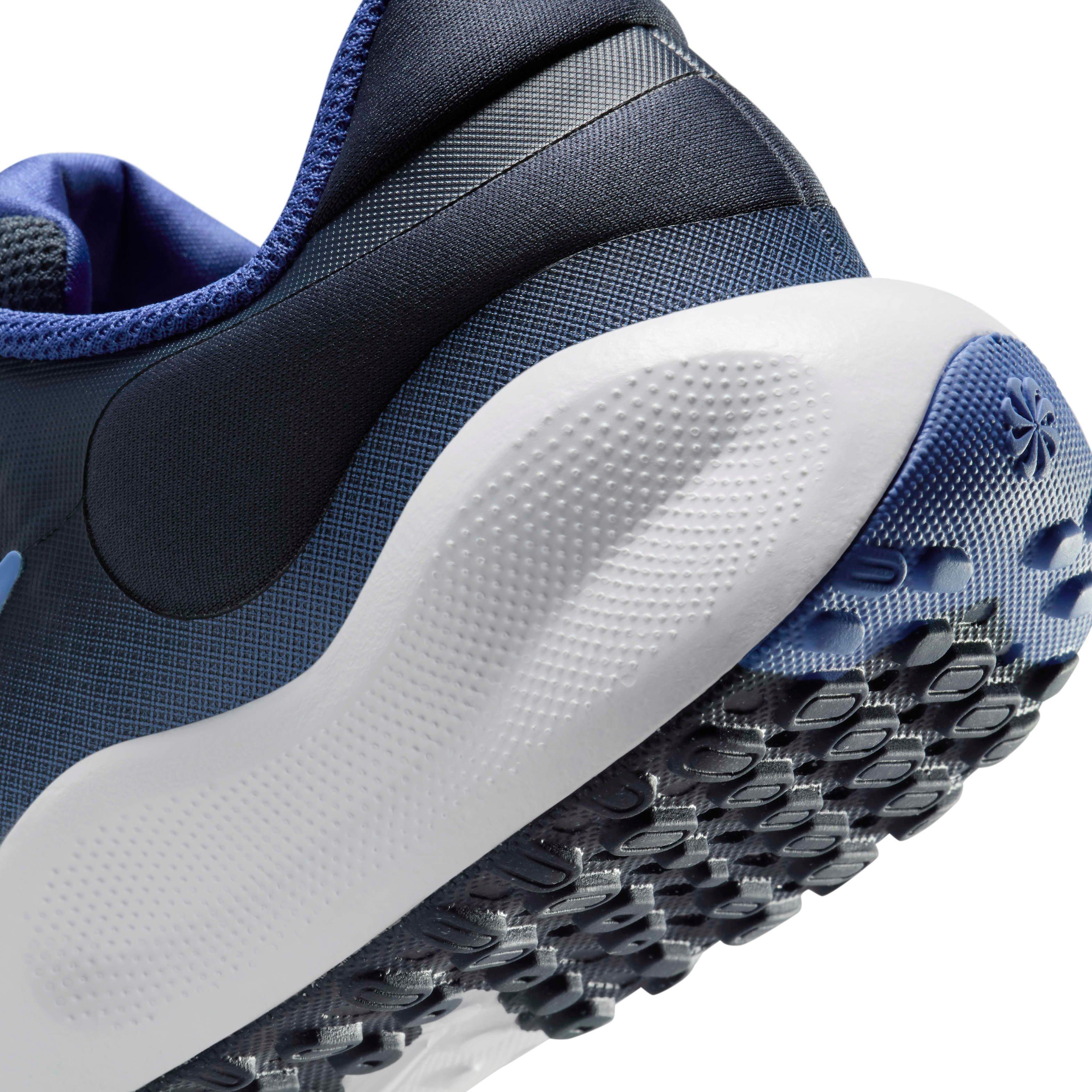 Nike Revolution 7 "Football Grey/Thunder Blue/Astronomy Blue/Royal Pulse" Grade School Boys' Running Shoe - GREY/BLUE/BLUE/ROYAL Thumbnail View 8