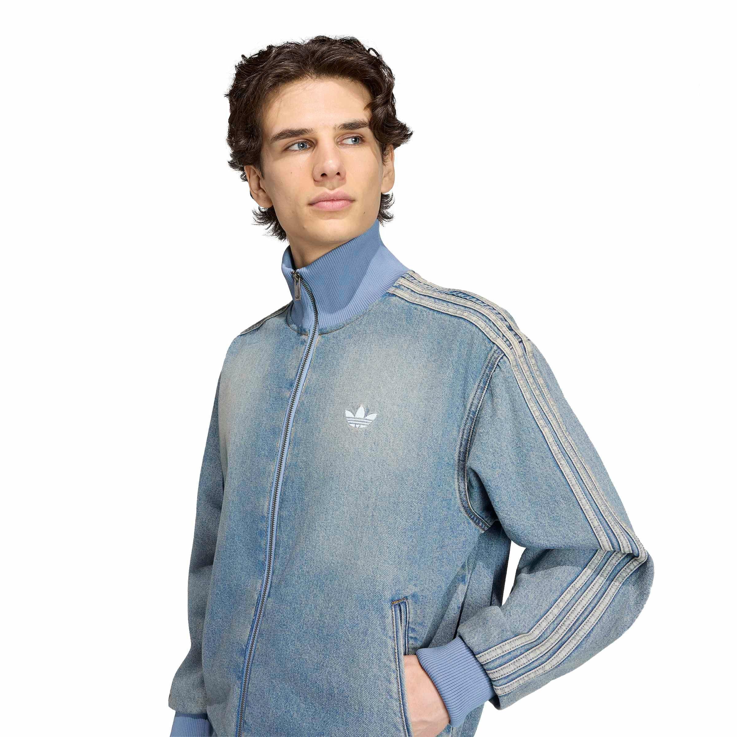 adidas Originals Men's Firebird Adicolor Denim Track Jacket - Lt Blue - LT BLUE Thumbnail View 3