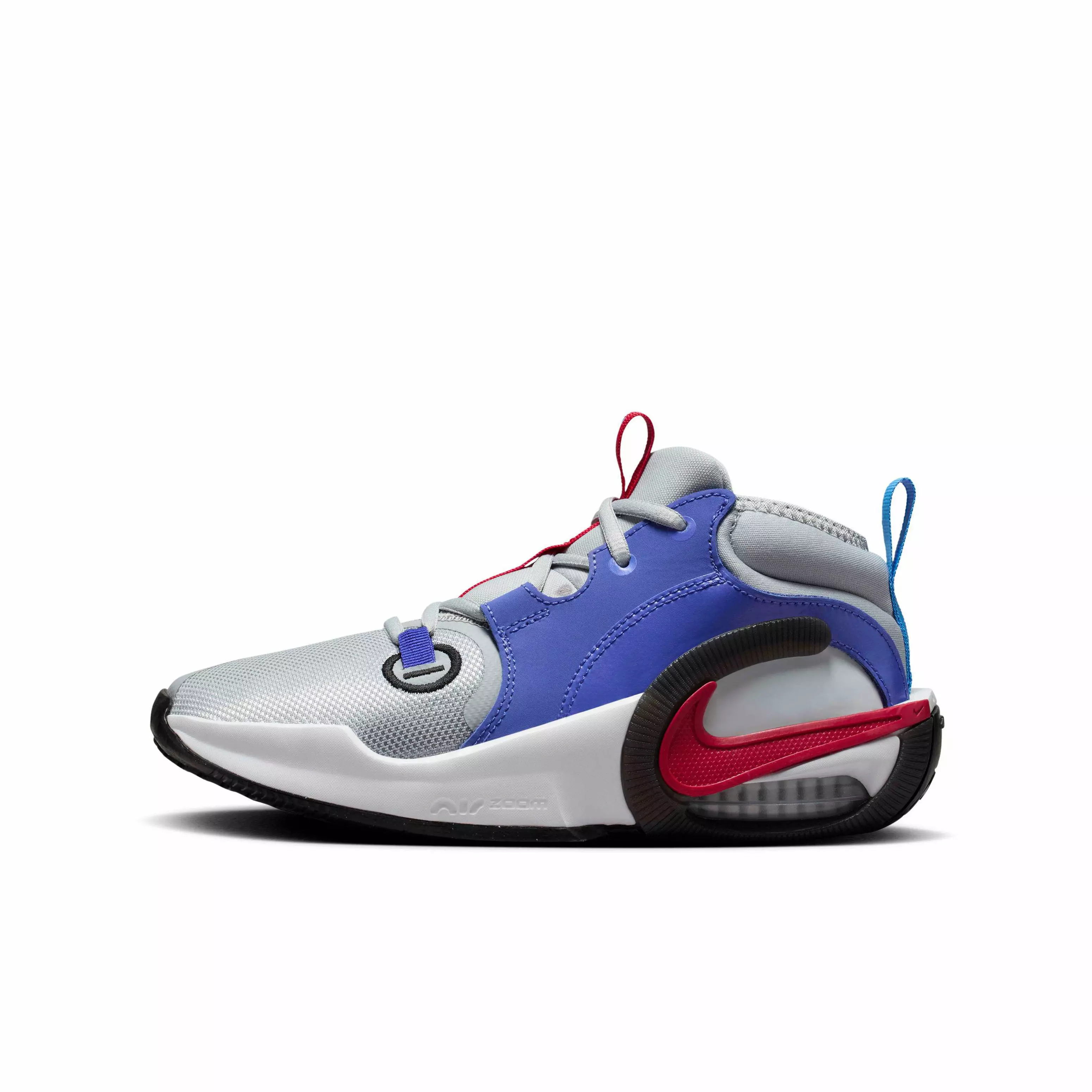 Nike Air Zoom Crossover 2 "Wolf Grey/Black/Blue/Gym Red" Grade School Boys' Basketball Shoe - GREY/BLACK/BLUE/RED