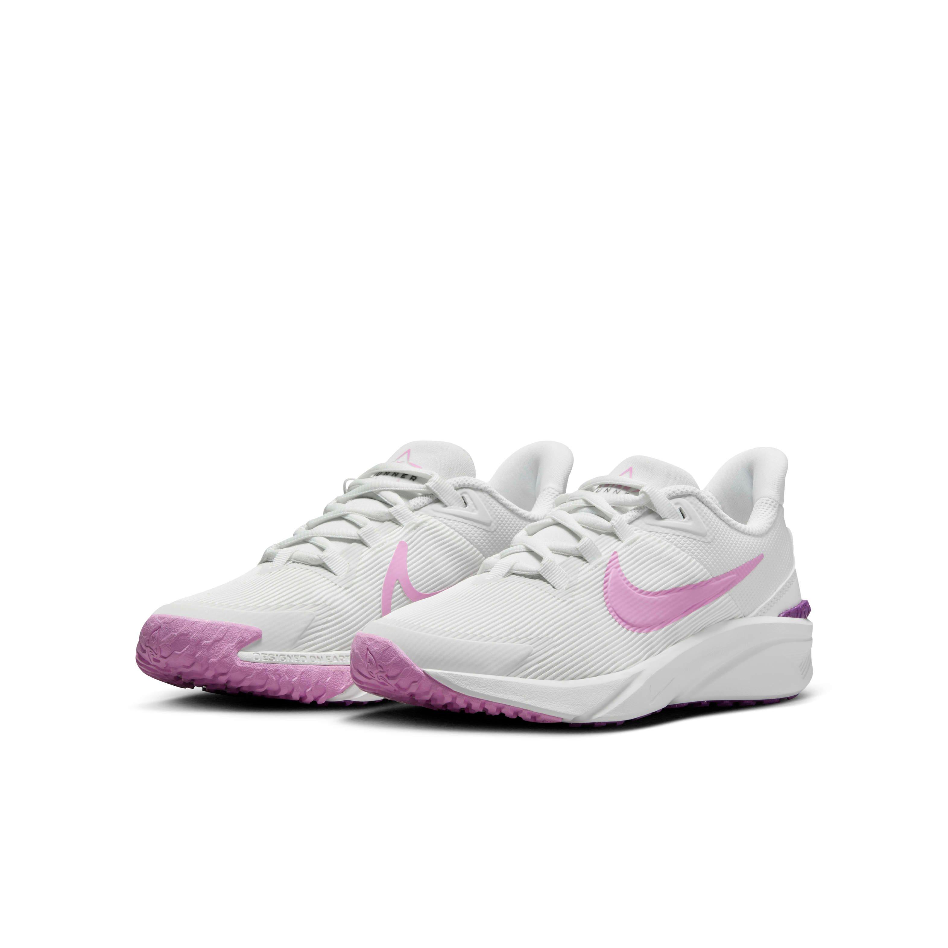 Nike Star Runner 4 "Summit White/Viotech/Summit White/Beyond Pink" Grade School Girls' Running Shoe - WHITE/VIOTECH/WHITE/PINK Thumbnail View 3