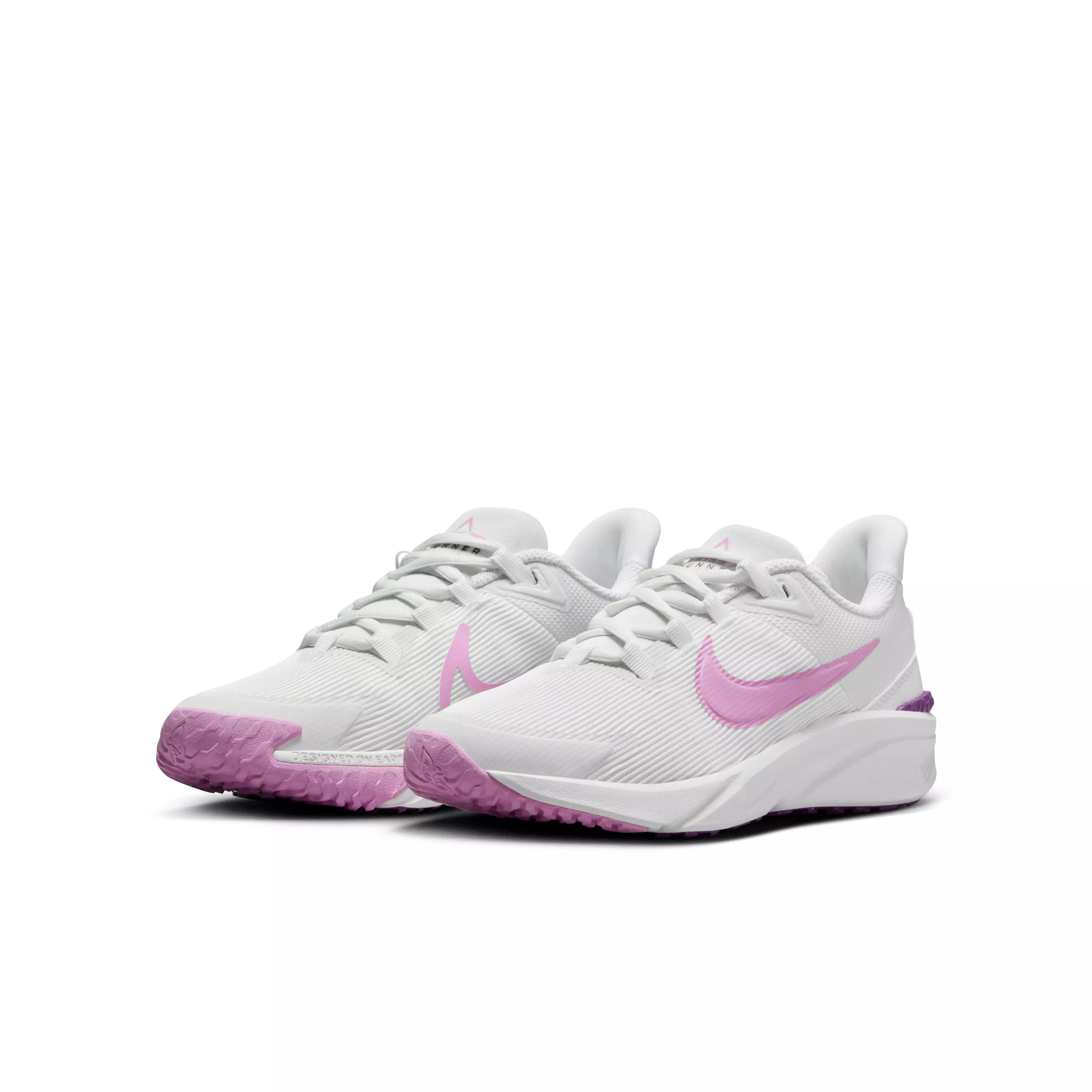 Nike Star Runner 4 "Summit White/Viotech/Summit White/Beyond Pink" Grade School Girls' Running Shoe - WHITE/VIOTECH/WHITE/PINK