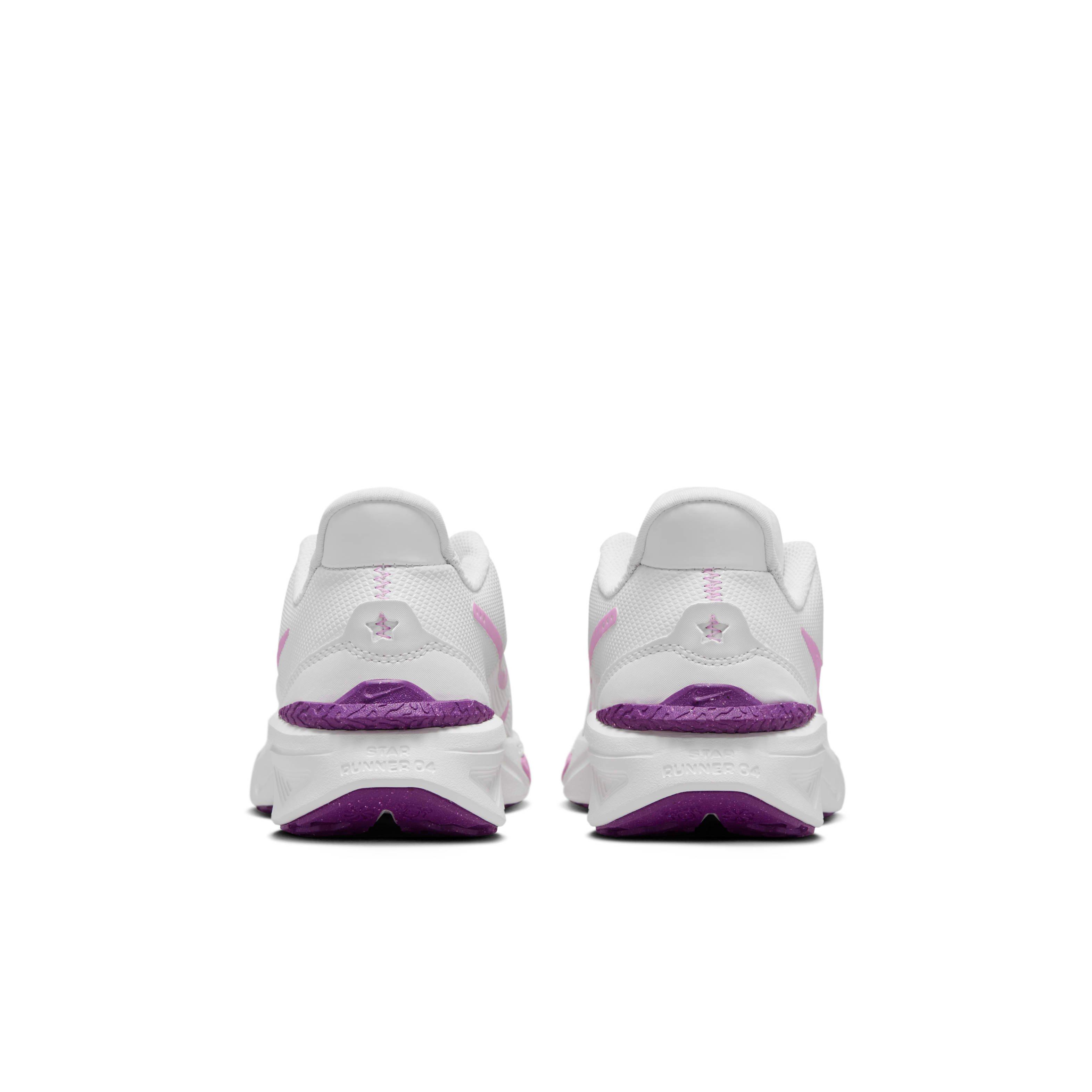 Nike Star Runner 4 "Summit White/Viotech/Summit White/Beyond Pink" Grade School Girls' Running Shoe - WHITE/VIOTECH/WHITE/PINK Thumbnail View 5