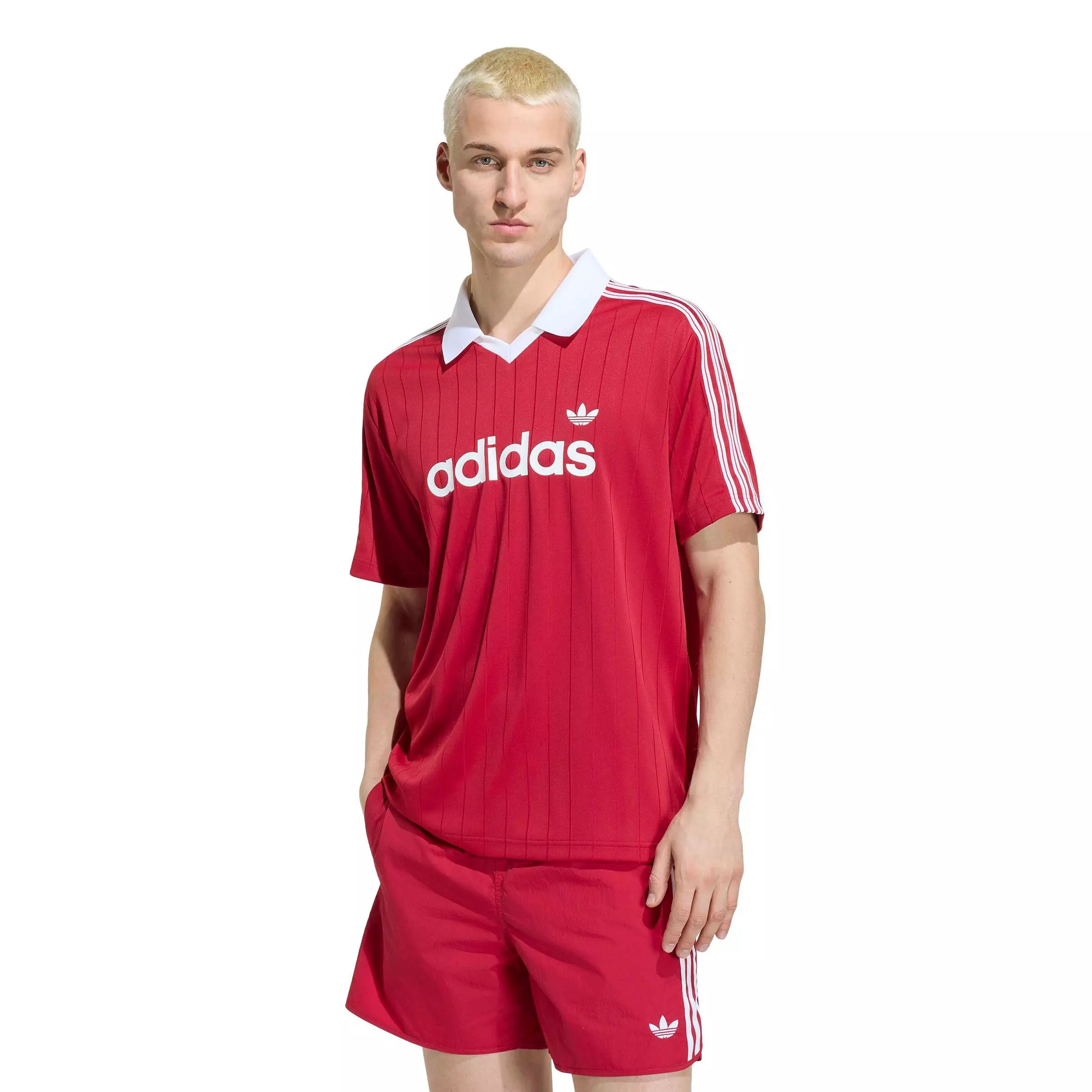 adidas Originals Men's Pinstripe Drop Needle Jersey - Red - RED
