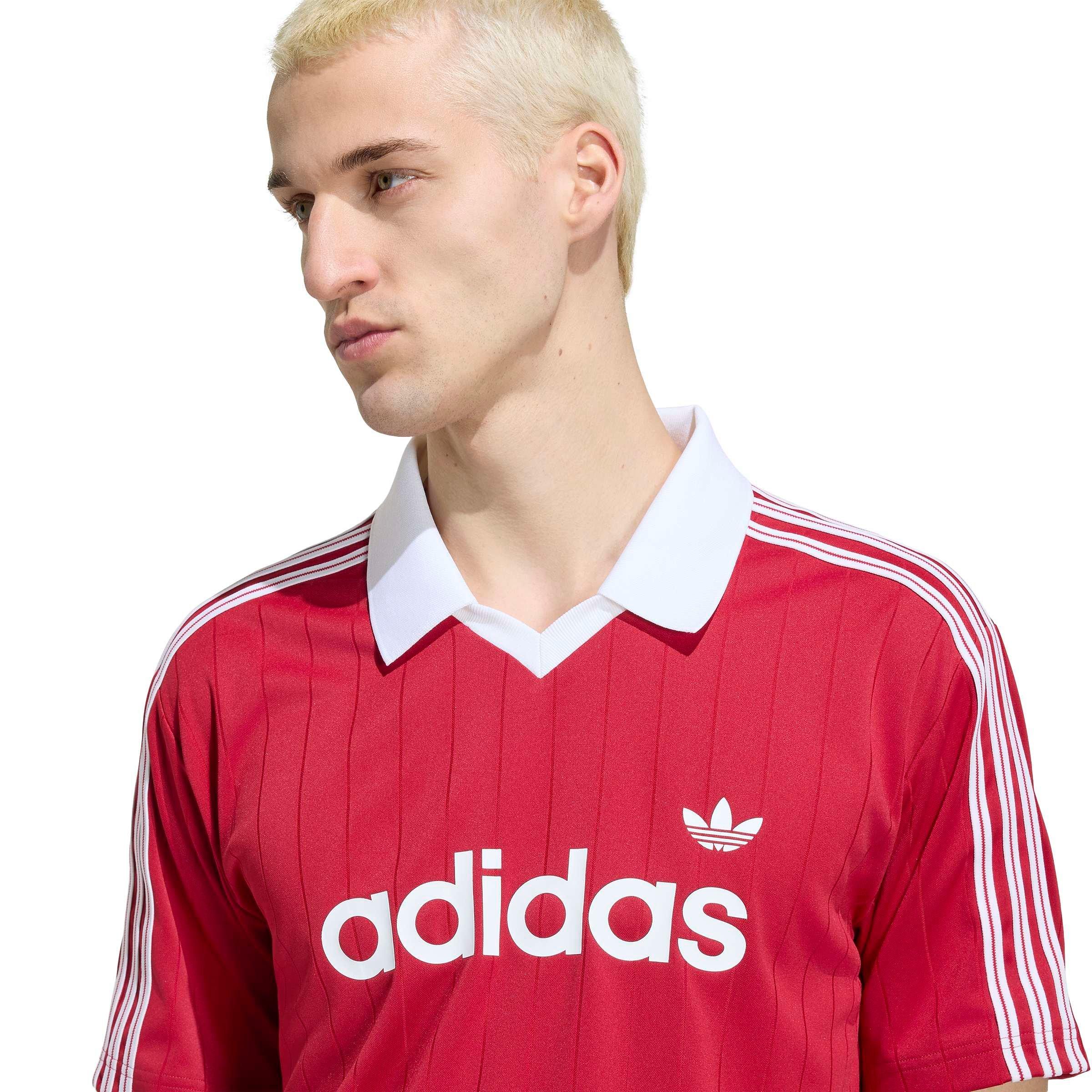 adidas Originals Men's Pinstripe Drop Needle Jersey - Red - RED Thumbnail View 4