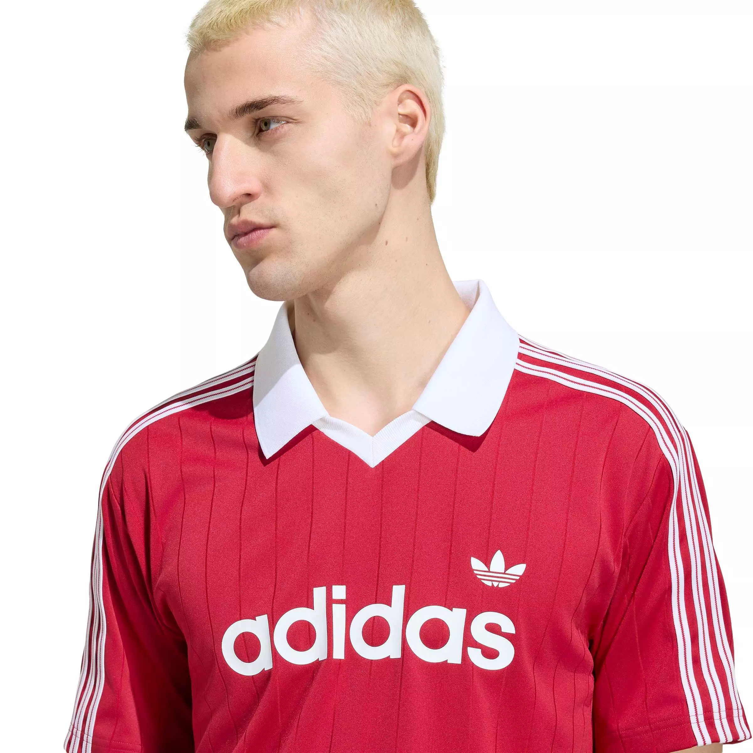 adidas Originals Men's Pinstripe Drop Needle Jersey - Red - RED