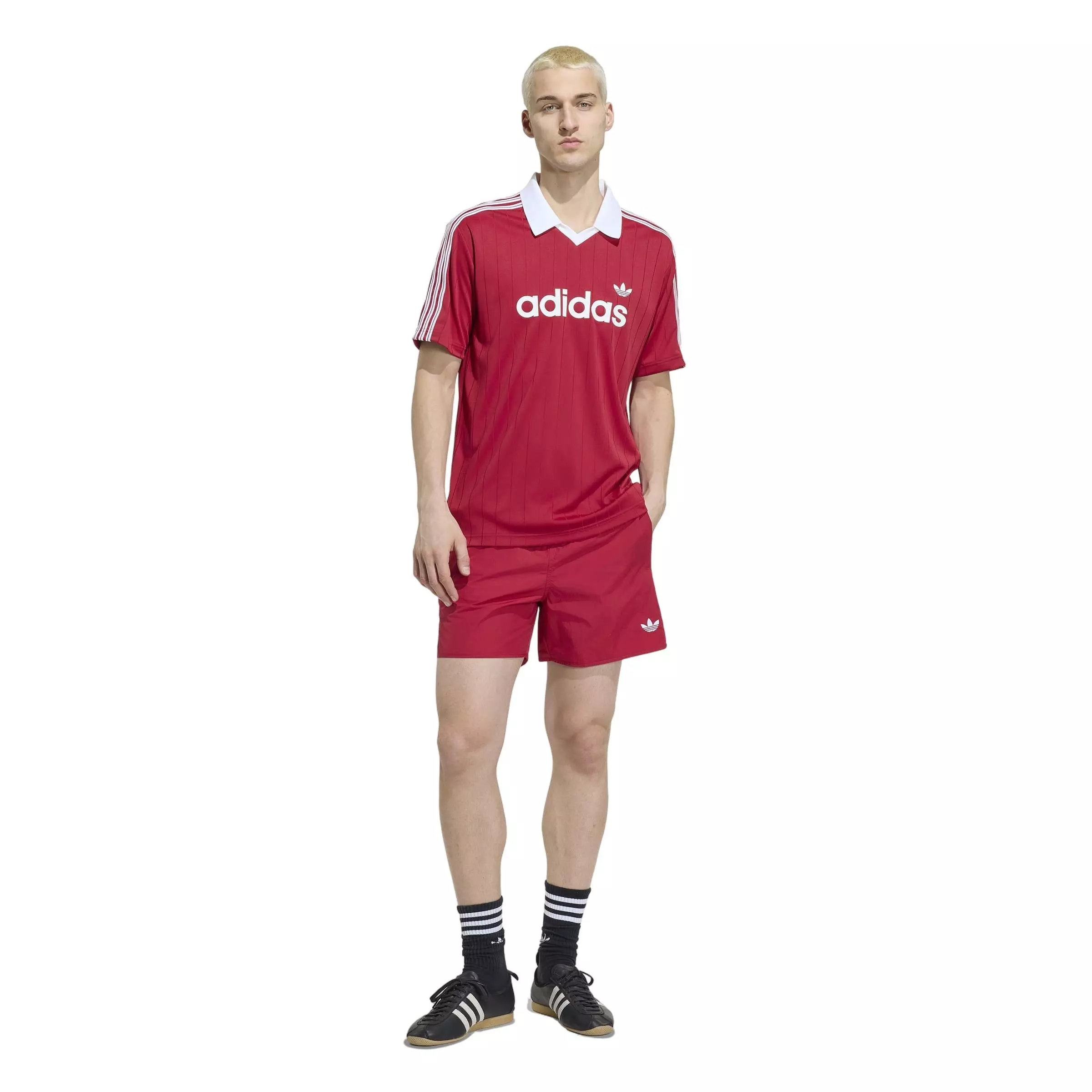 adidas Originals Men's Pinstripe Drop Needle Jersey - Red - RED