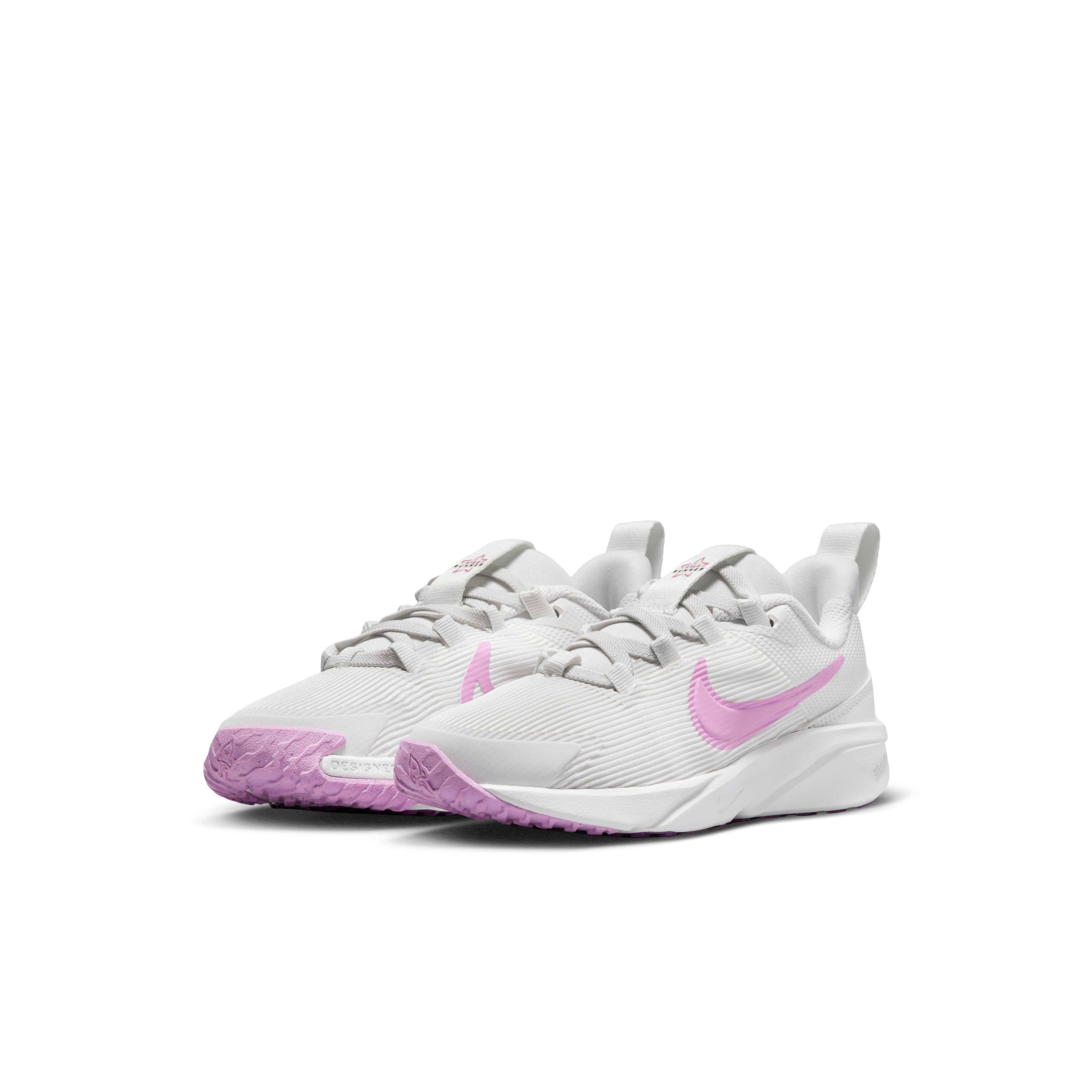 Nike Star Runner 4 "Summit White/Viotech/Summit White/Beyond Pink" Preschool Girls' Running Shoe - WHITE/VIOTECH/WHITE/PINK Thumbnail View 3