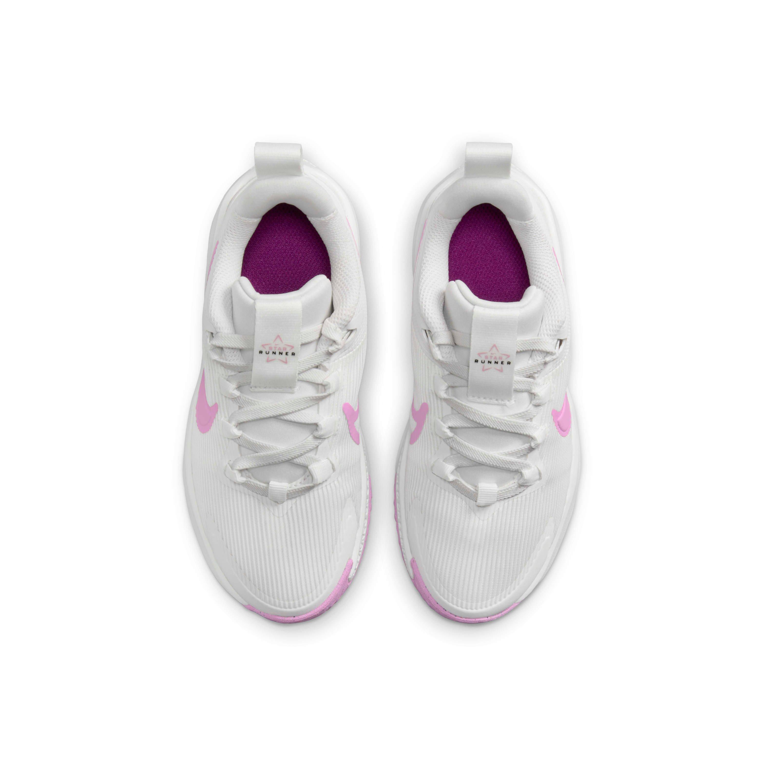 Nike Star Runner 4 "Summit White/Viotech/Summit White/Beyond Pink" Preschool Girls' Running Shoe - WHITE/VIOTECH/WHITE/PINK Thumbnail View 4