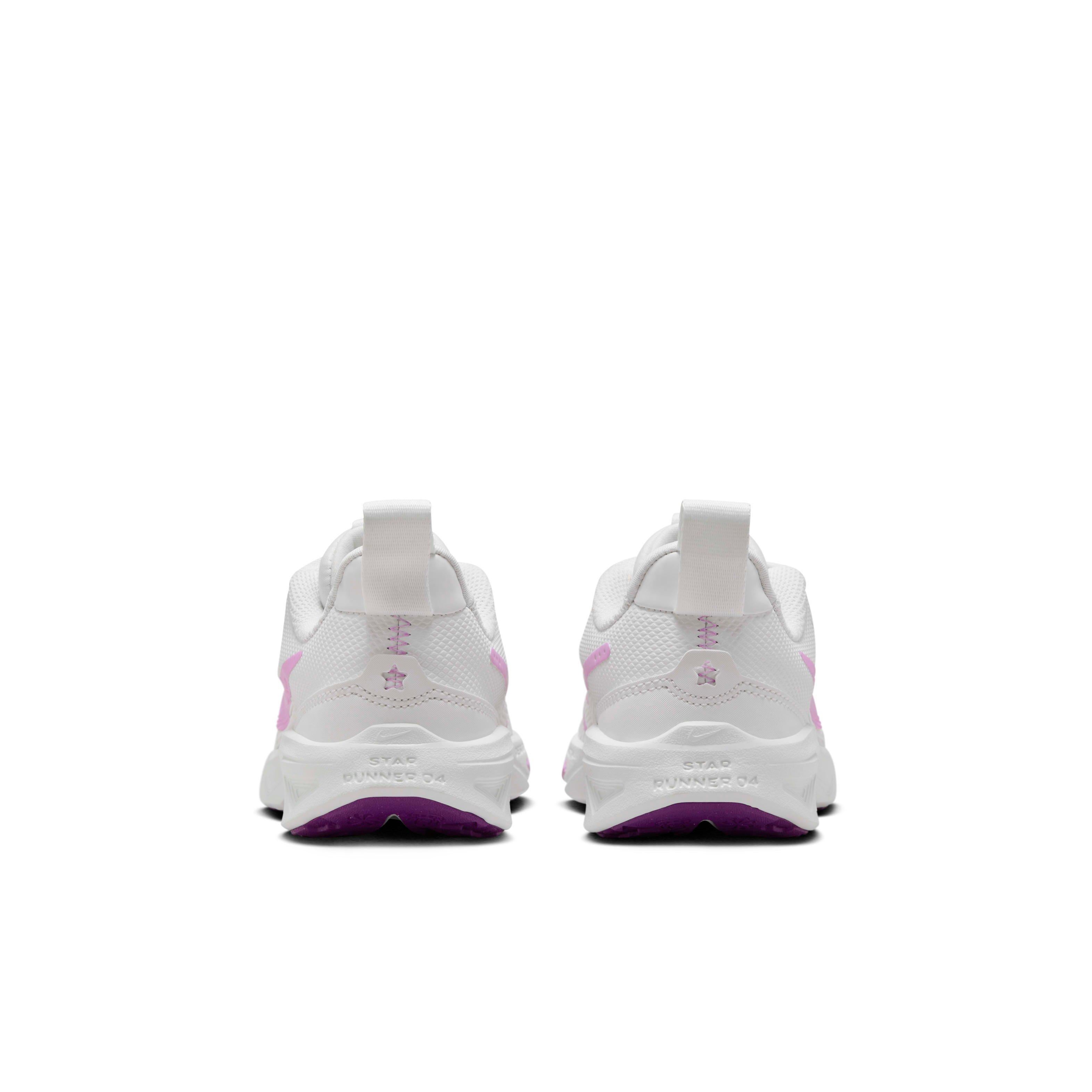 Nike Star Runner 4 "Summit White/Viotech/Summit White/Beyond Pink" Preschool Girls' Running Shoe - WHITE/VIOTECH/WHITE/PINK Thumbnail View 5