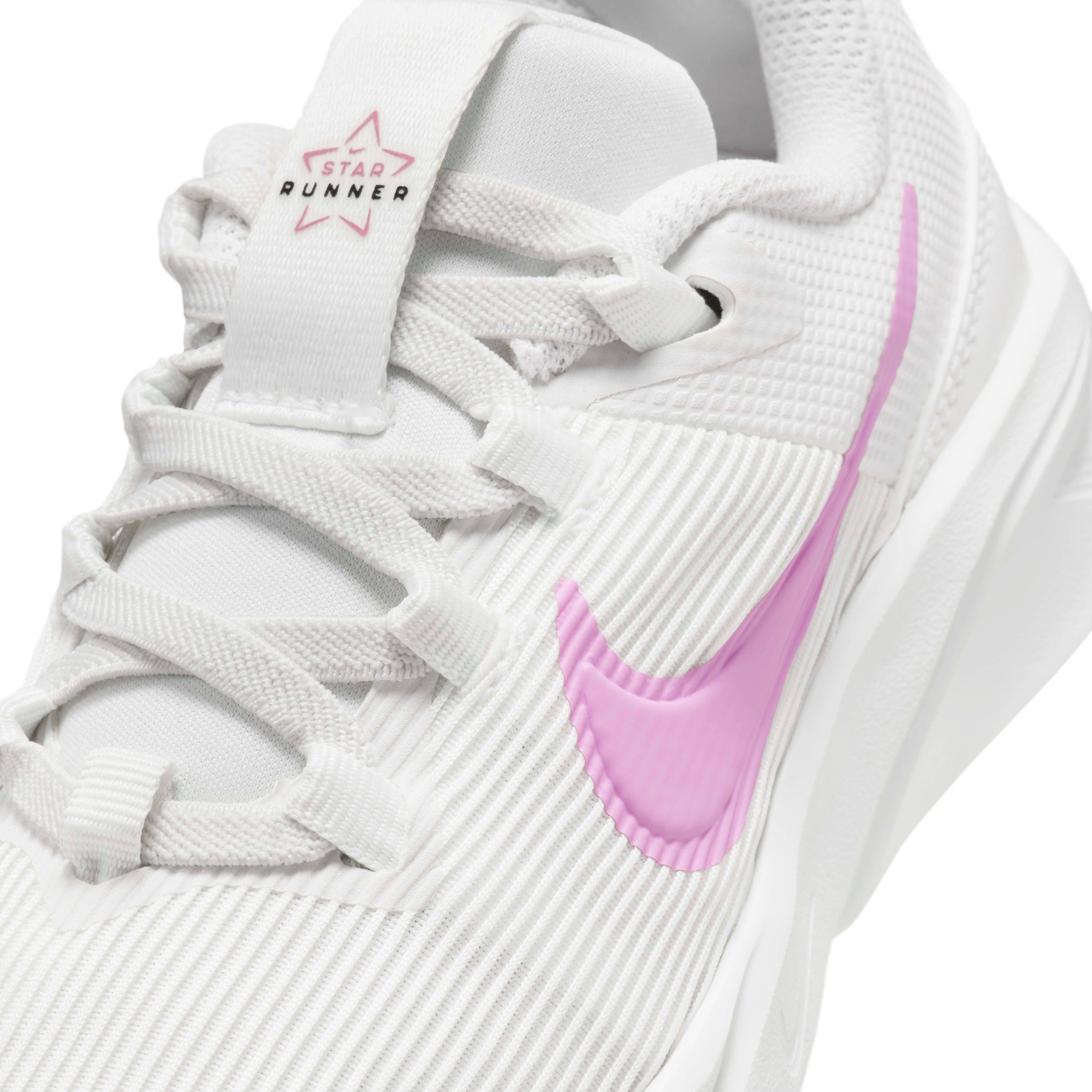 Nike Star Runner 4 "Summit White/Viotech/Summit White/Beyond Pink" Preschool Girls' Running Shoe - WHITE/VIOTECH/WHITE/PINK Thumbnail View 7