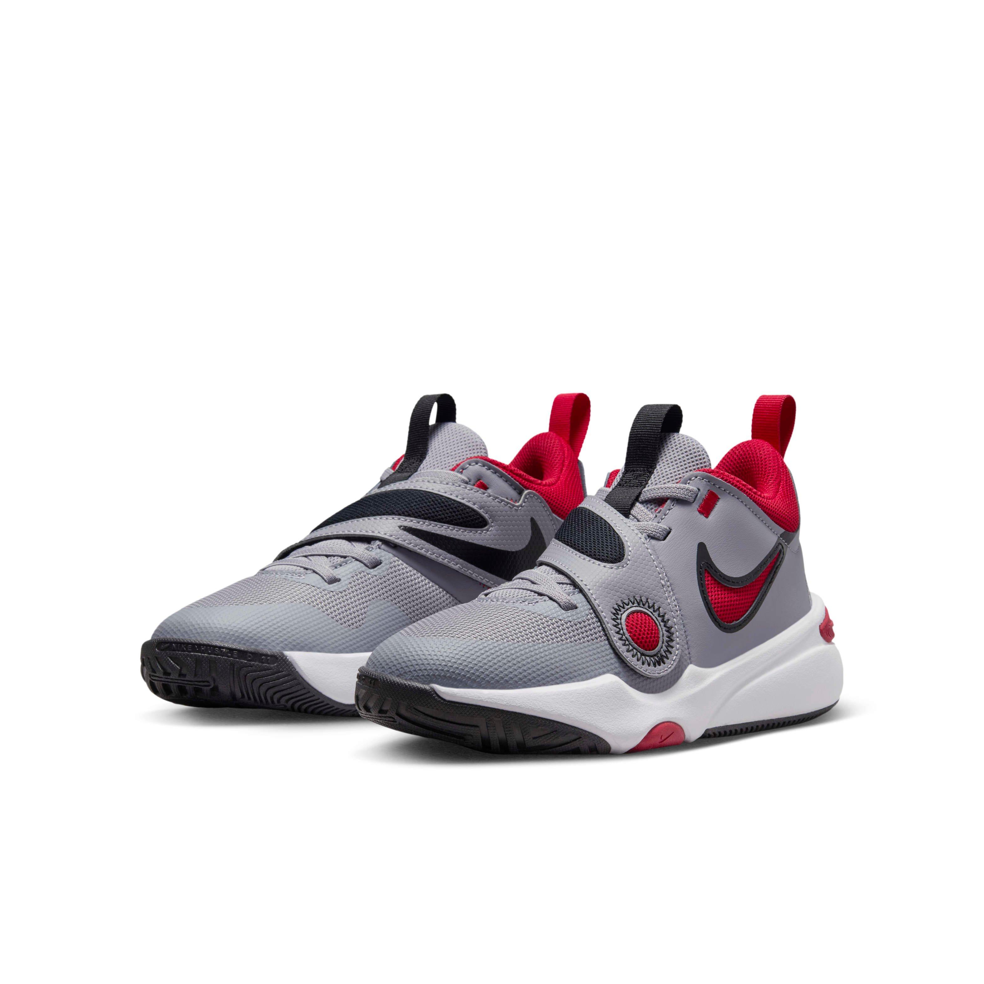 Nike Team Hustle D 11 Grade School Boys' "Cement Grey/Black/White/Gym Red" Basketball Shoe