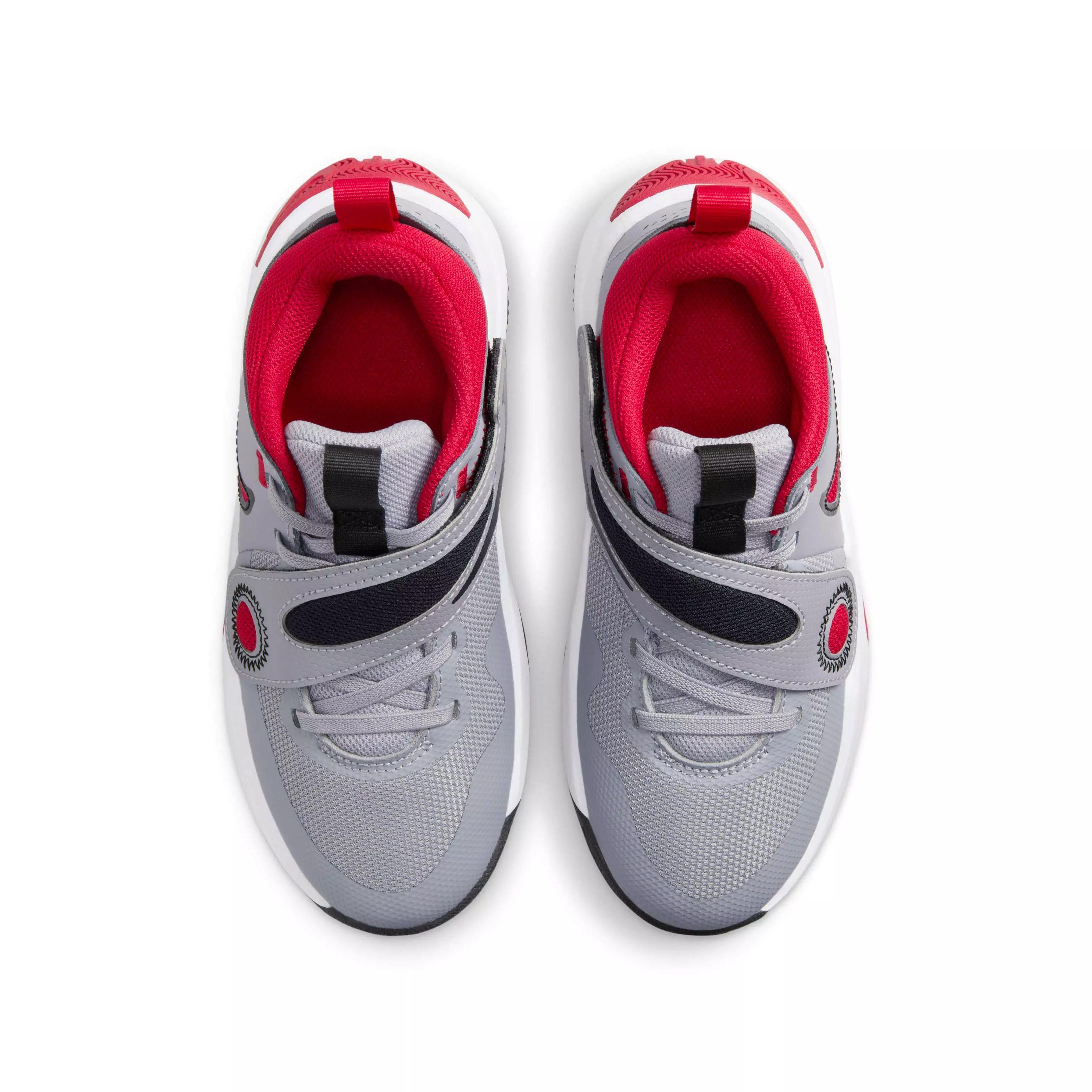 Nike Team Hustle D 11 "Cement Grey/Black/White/Gym Red" Grade School Boys' Basketball Shoe - GREY/BLACK/WHITE/RED