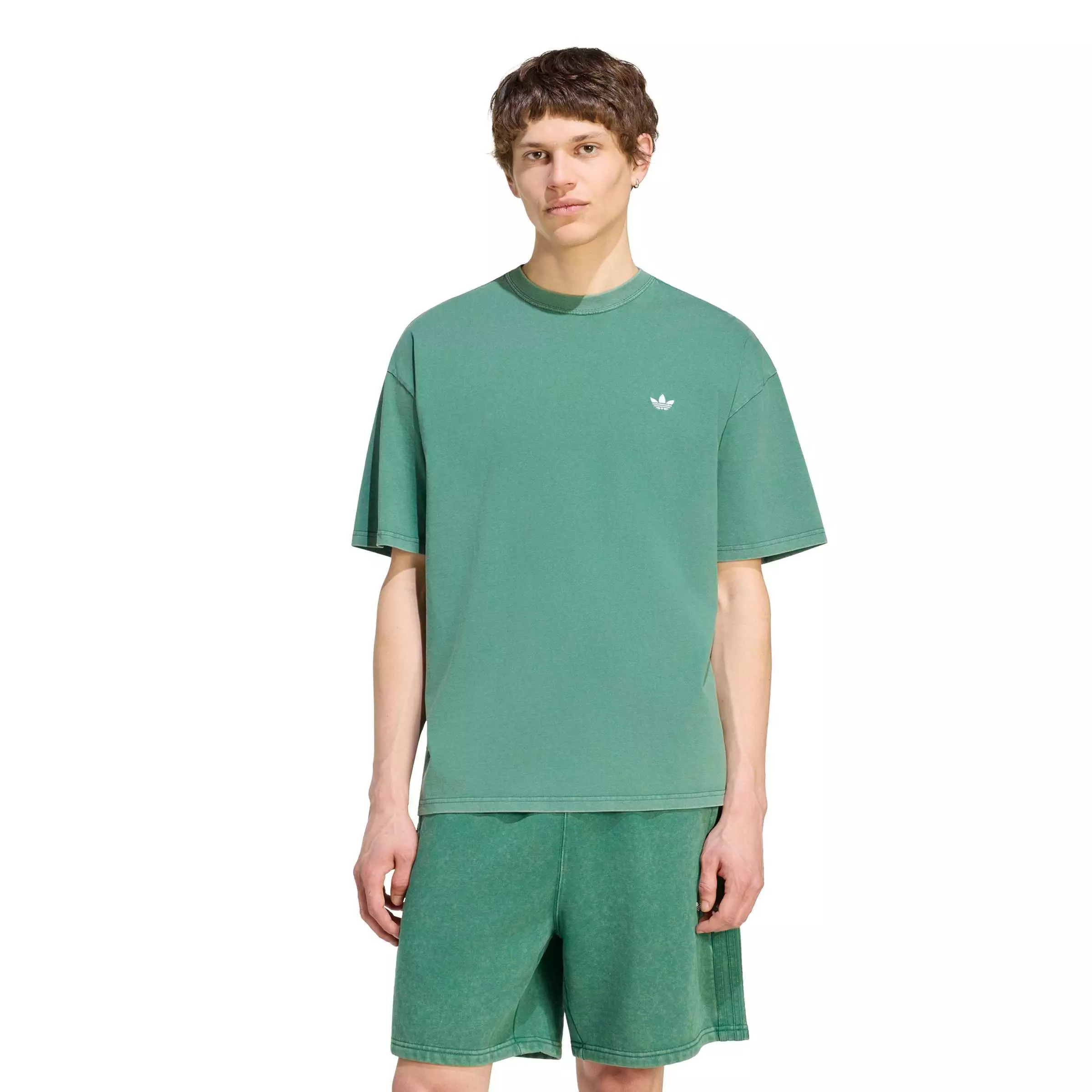 adidas Originals Men's Trefoil Essentials Washed Loose T-Shirt - Green - GREEN