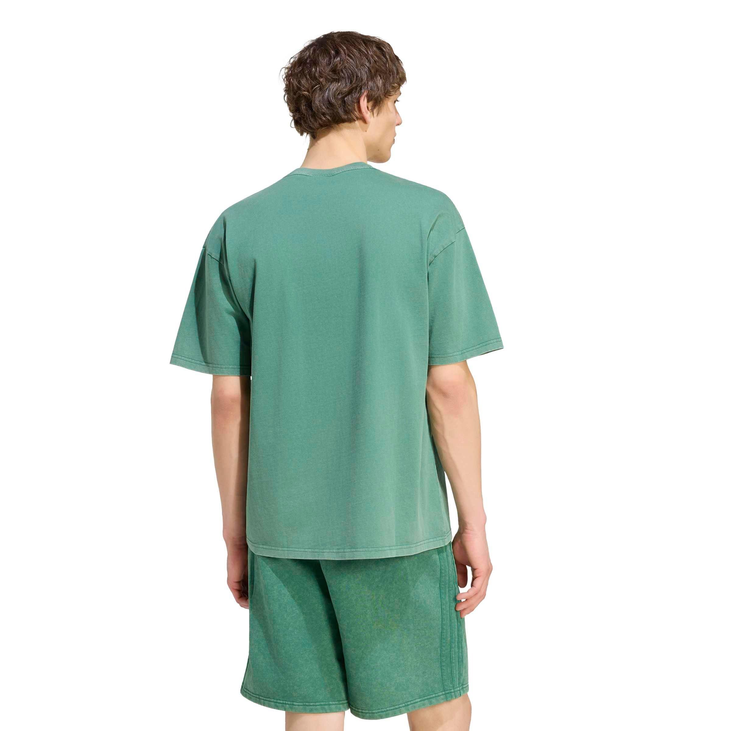 adidas Originals Men's Trefoil Essentials Washed Loose T-Shirt - Green - GREEN