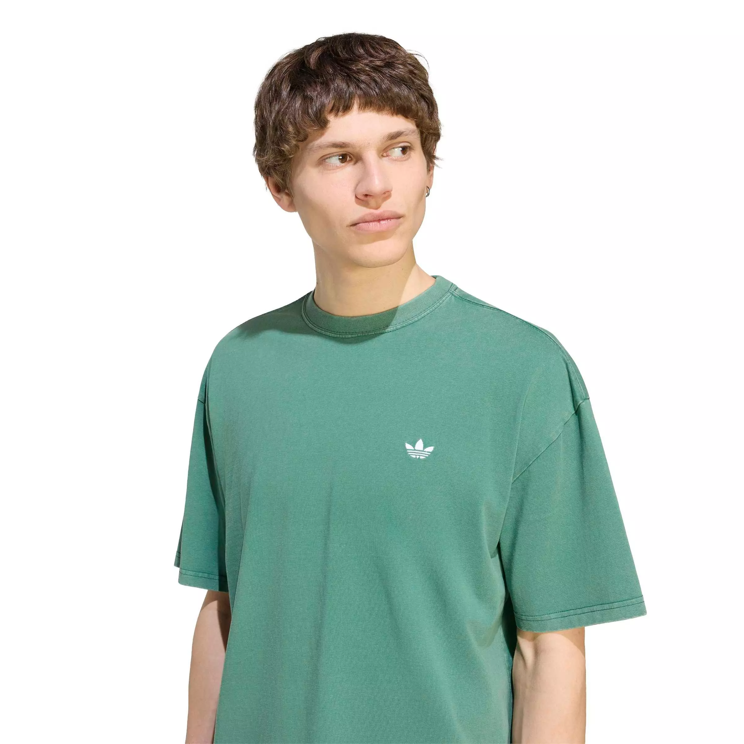 adidas Originals Men's Trefoil Essentials Washed Loose T-Shirt - Green - GREEN