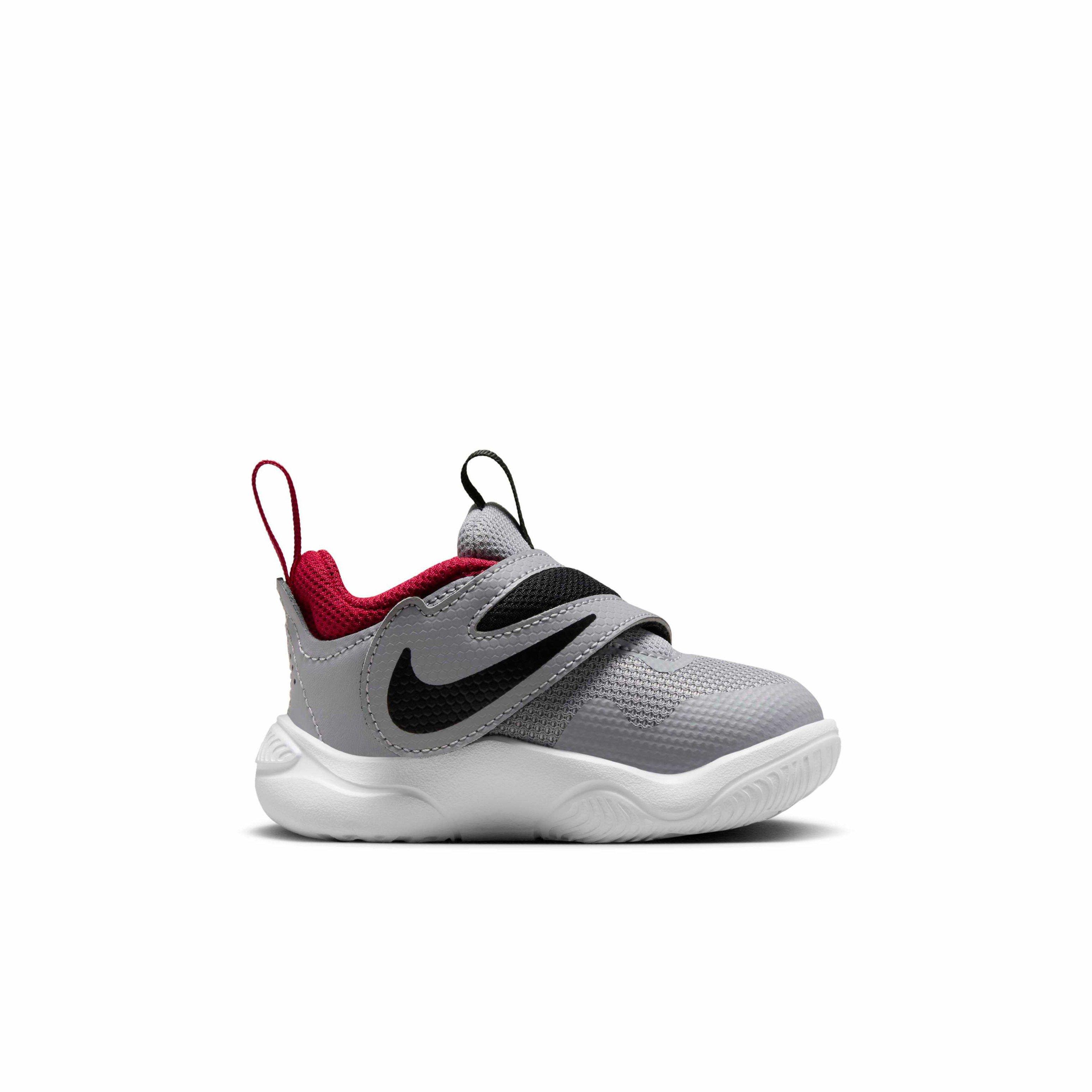 Nike Team Hustle D 11 "Cement Grey/Black/White/Gym Red" Infant Boys' Basketball Shoe - GREY/BLACK/WHITE/RED Thumbnail View 1