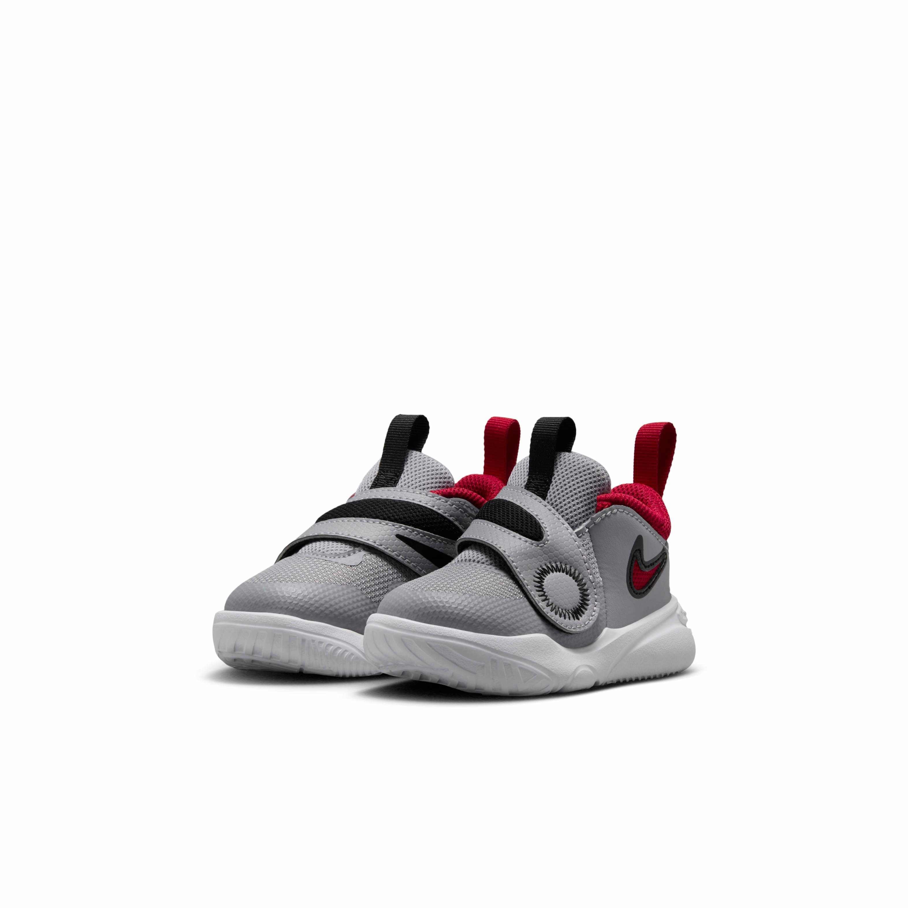 Nike Team Hustle D 11 "Cement Grey/Black/White/Gym Red" Infant Boys' Basketball Shoe - GREY/BLACK/WHITE/RED Thumbnail View 3