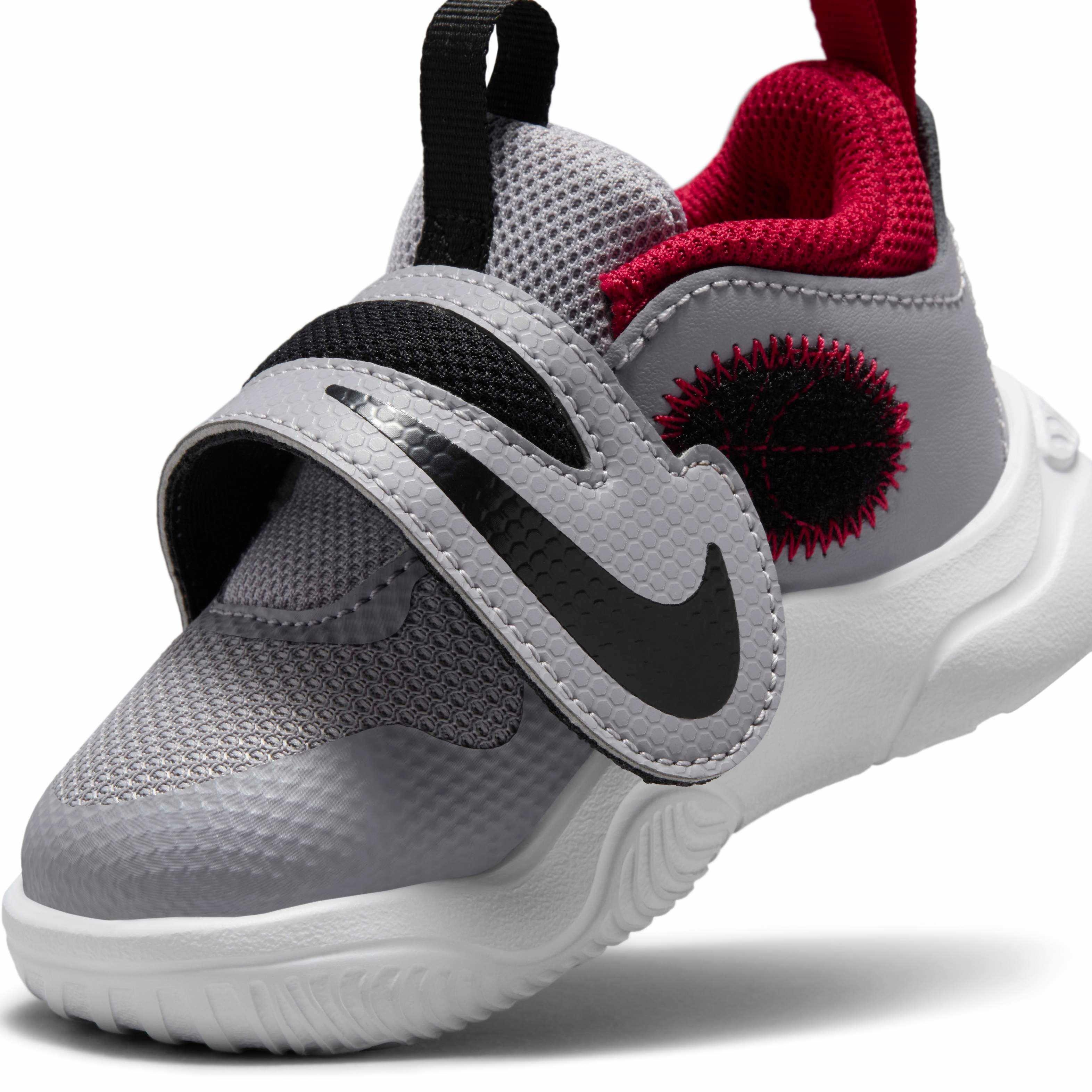 Nike Team Hustle D 11 "Cement Grey/Black/White/Gym Red" Infant Boys' Basketball Shoe - GREY/BLACK/WHITE/RED Thumbnail View 8