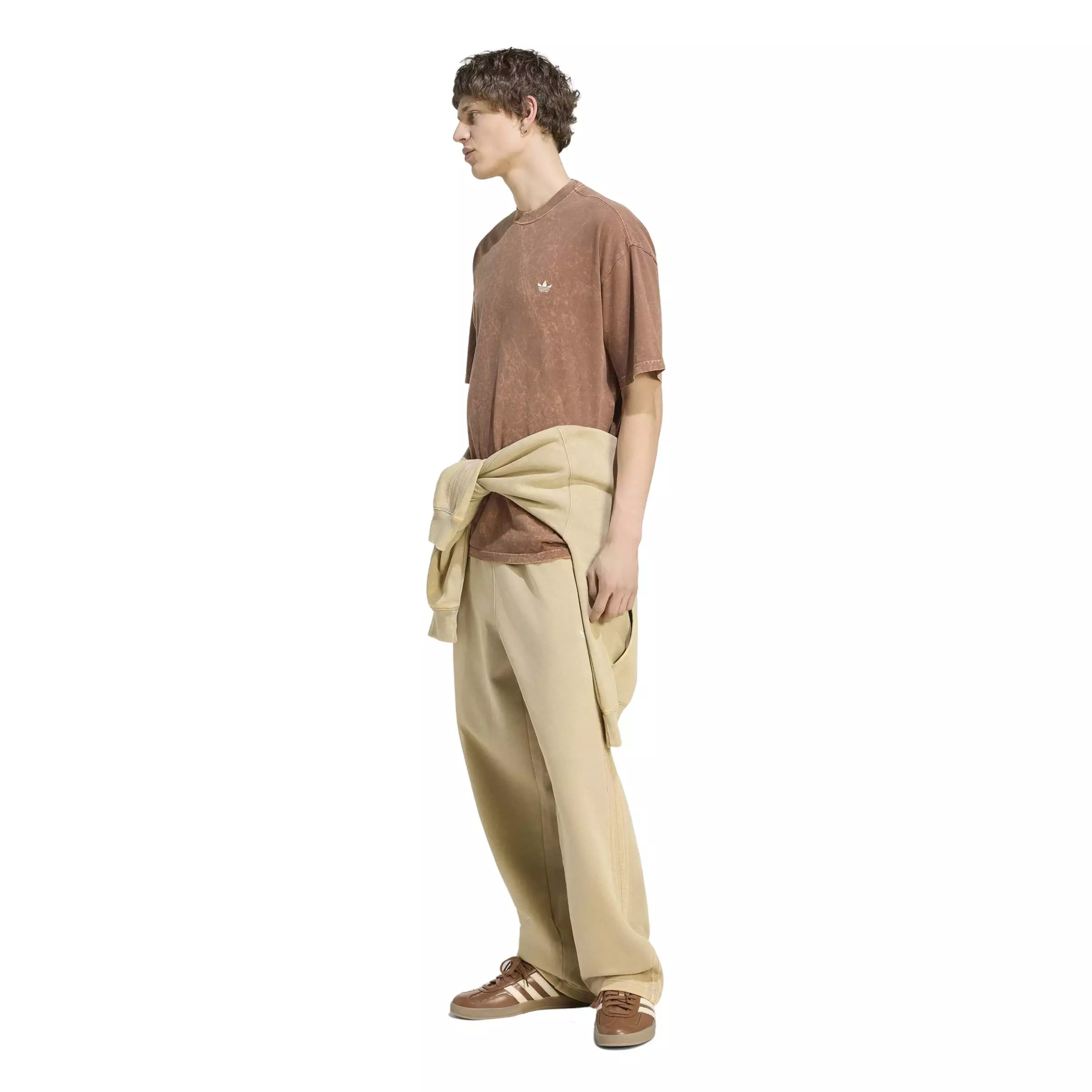 adidas Originals Men's Trefoil Essentials Washed Loose T-Shirt - Brown - BROWN