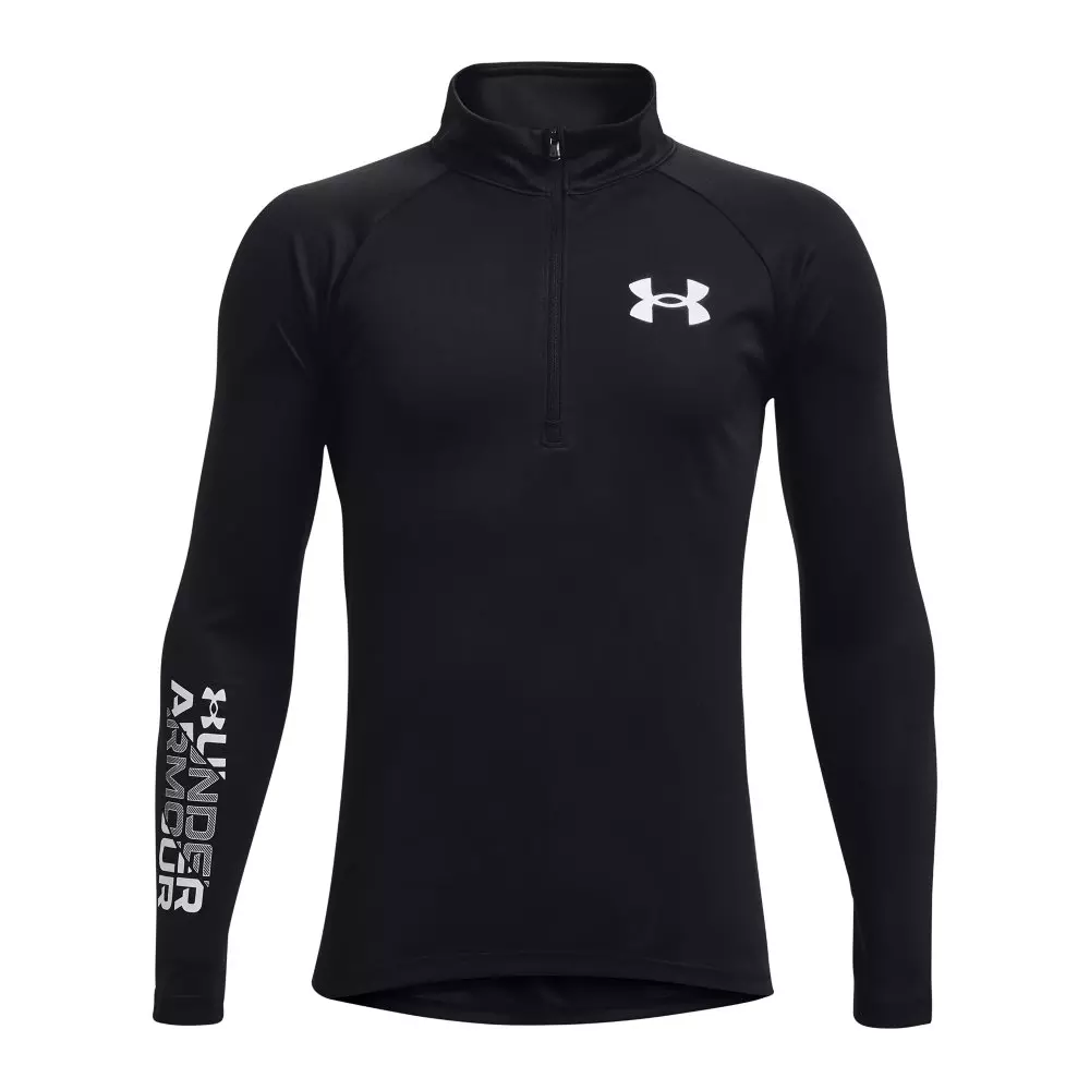 Under Armour Boys' Tech Big Logo 1/2 Zip Top - BLACK/WHITE