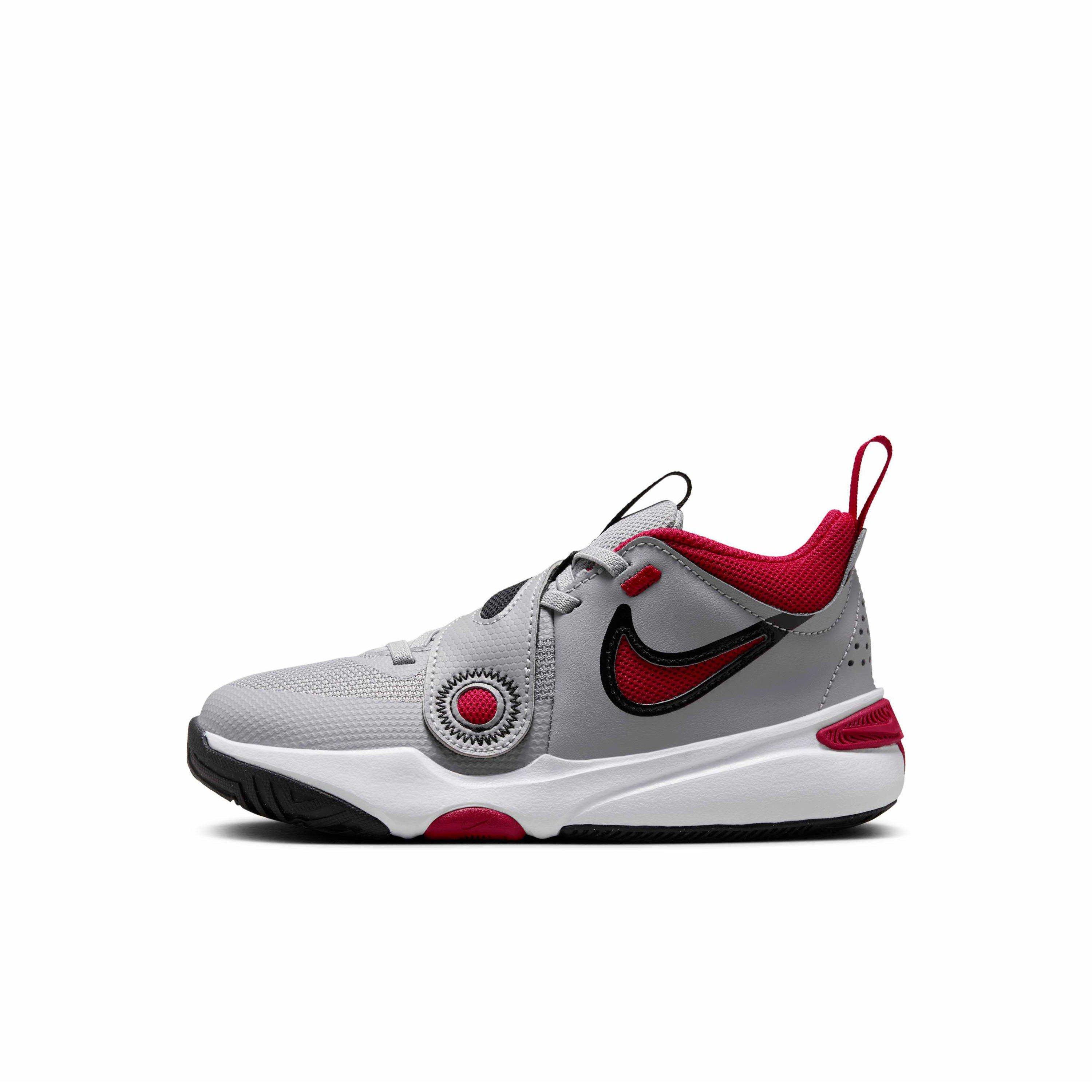Nike Team Hustle D 11 Preschool Boys' "Cement Grey/Black/White/Gym Red" Basketball Shoe