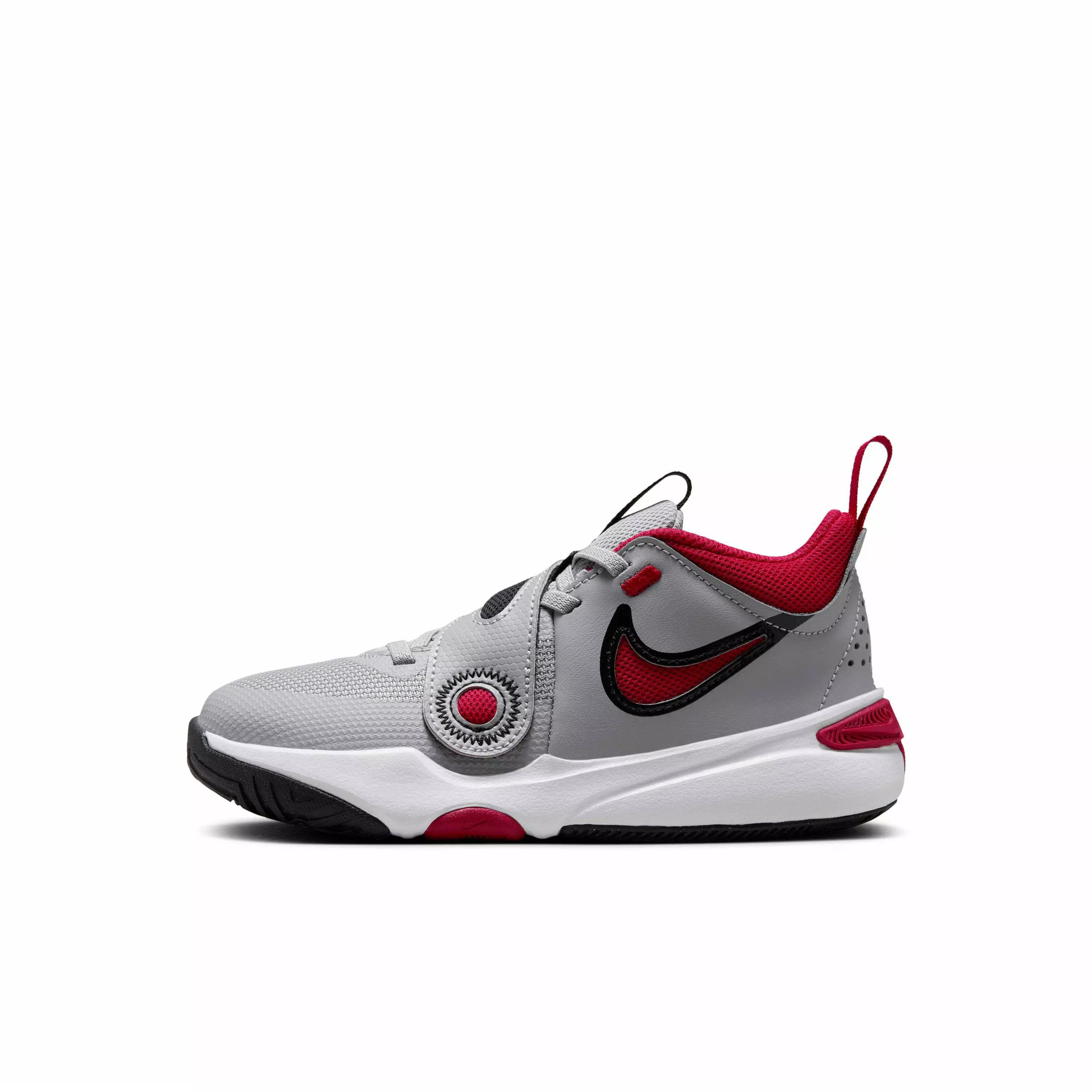 Nike Team Hustle D 11 "Cement Grey/Black/White/Gym Red" Preschool Boys' Basketball Shoe - GREY/BLACK/WHITE/RED