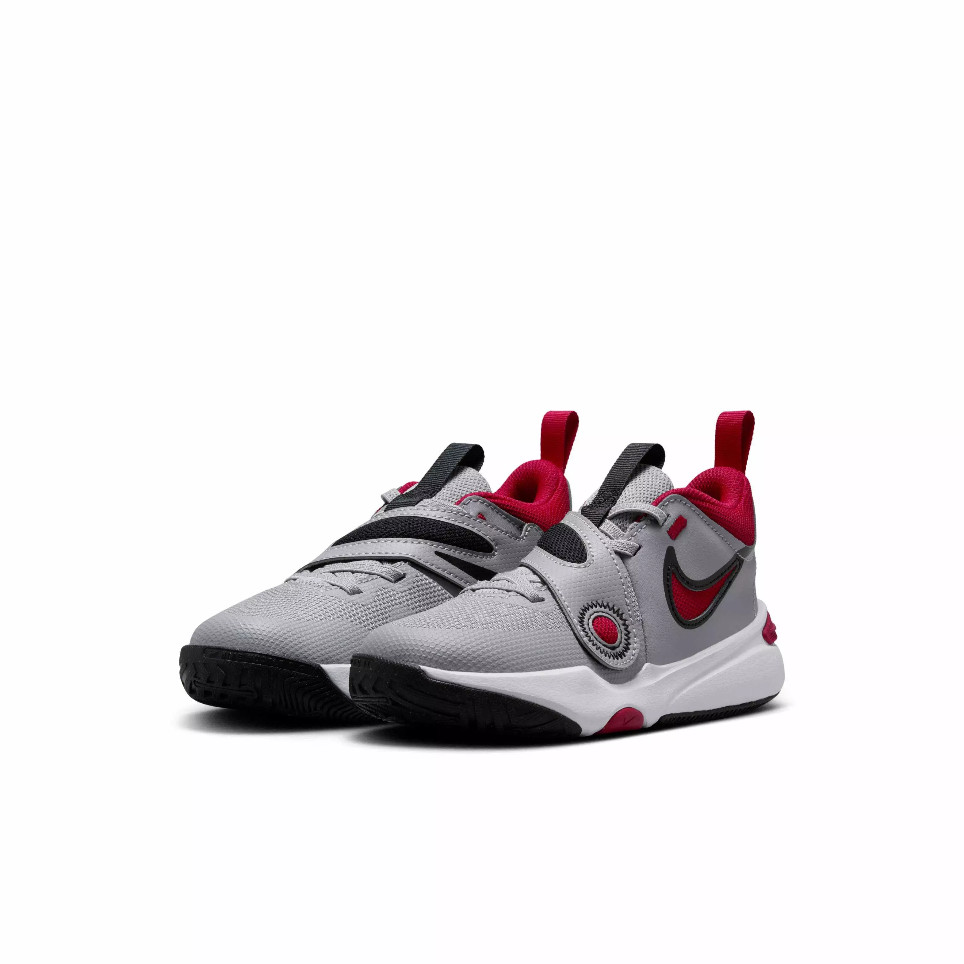 Nike Team Hustle D 11 "Cement Grey/Black/White/Gym Red" Preschool Boys' Basketball Shoe - GREY/BLACK/WHITE/RED