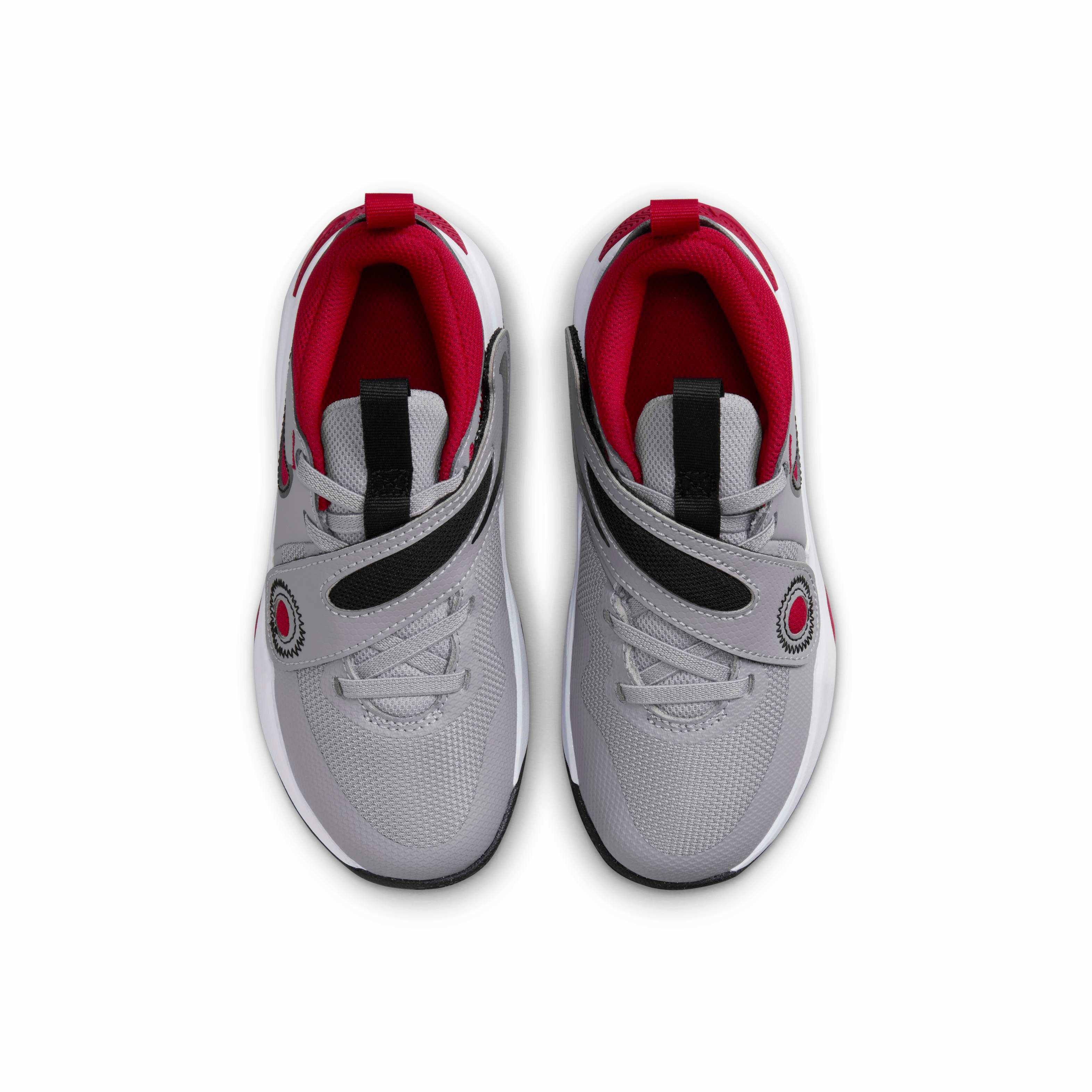 Nike Team Hustle D 11 Preschool Boys' "Cement Grey/Black/White/Gym Red" Basketball Shoe
