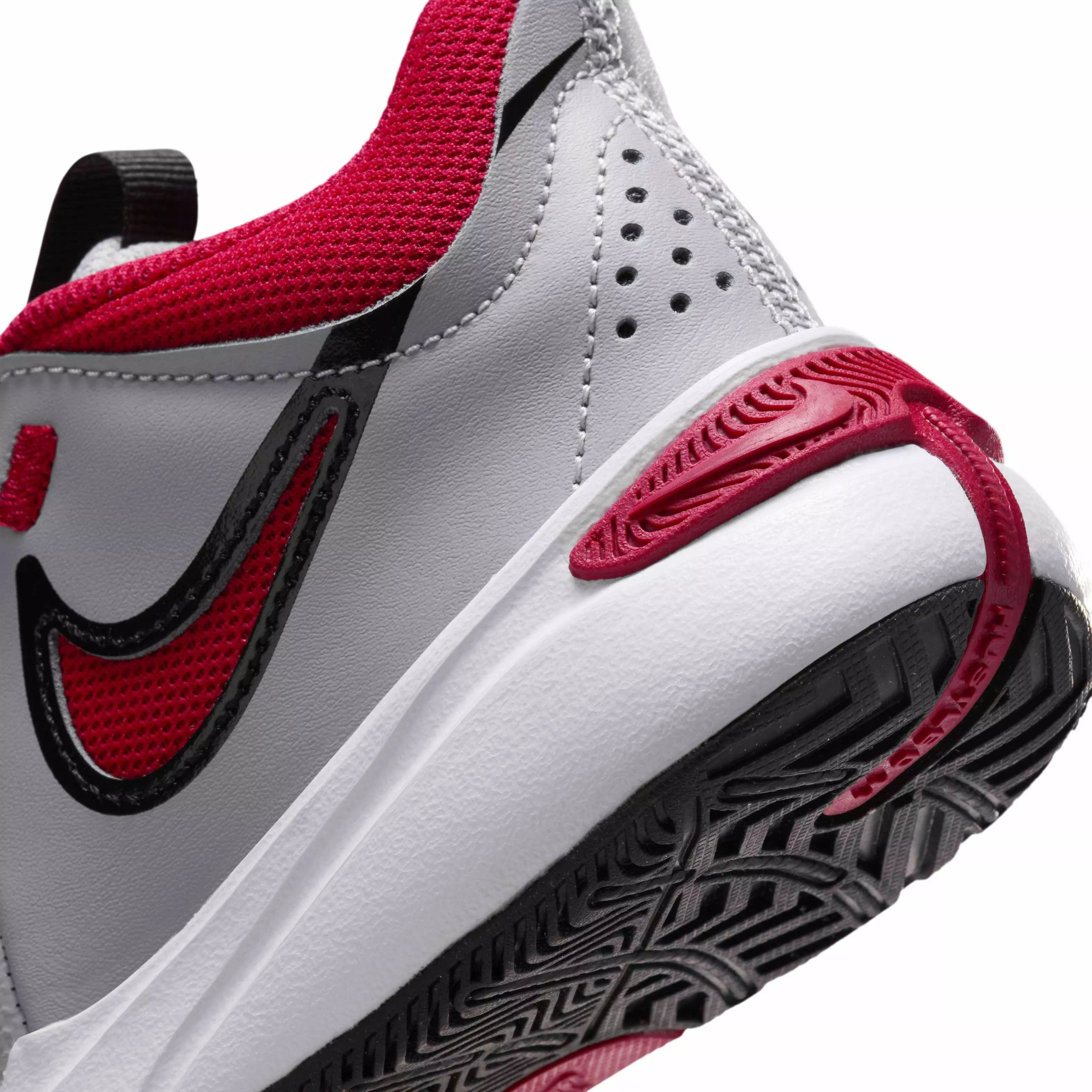 Nike Team Hustle D 11 "Cement Grey/Black/White/Gym Red" Preschool Boys' Basketball Shoe - GREY/BLACK/WHITE/RED