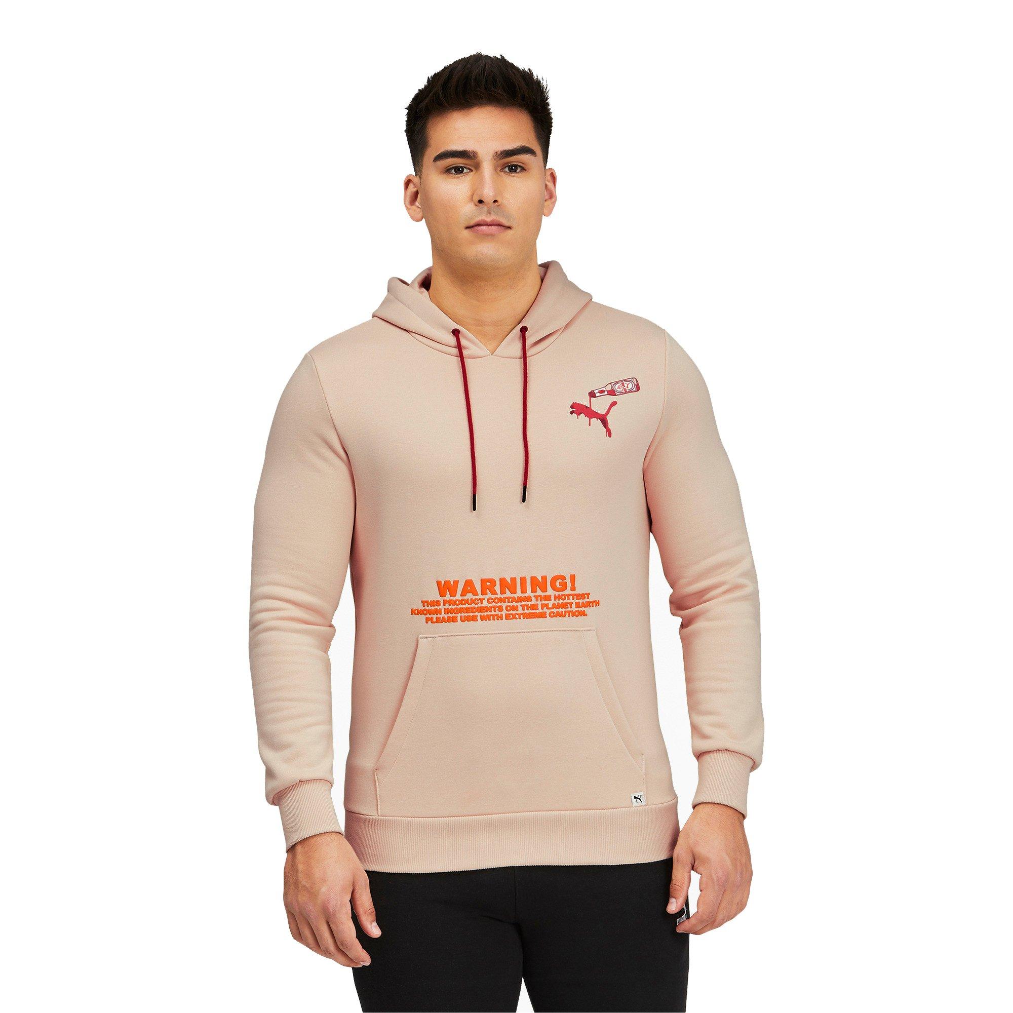 Puma Men's Pink Caliente Pullover Hoodie - BEIGE Thumbnail View 1