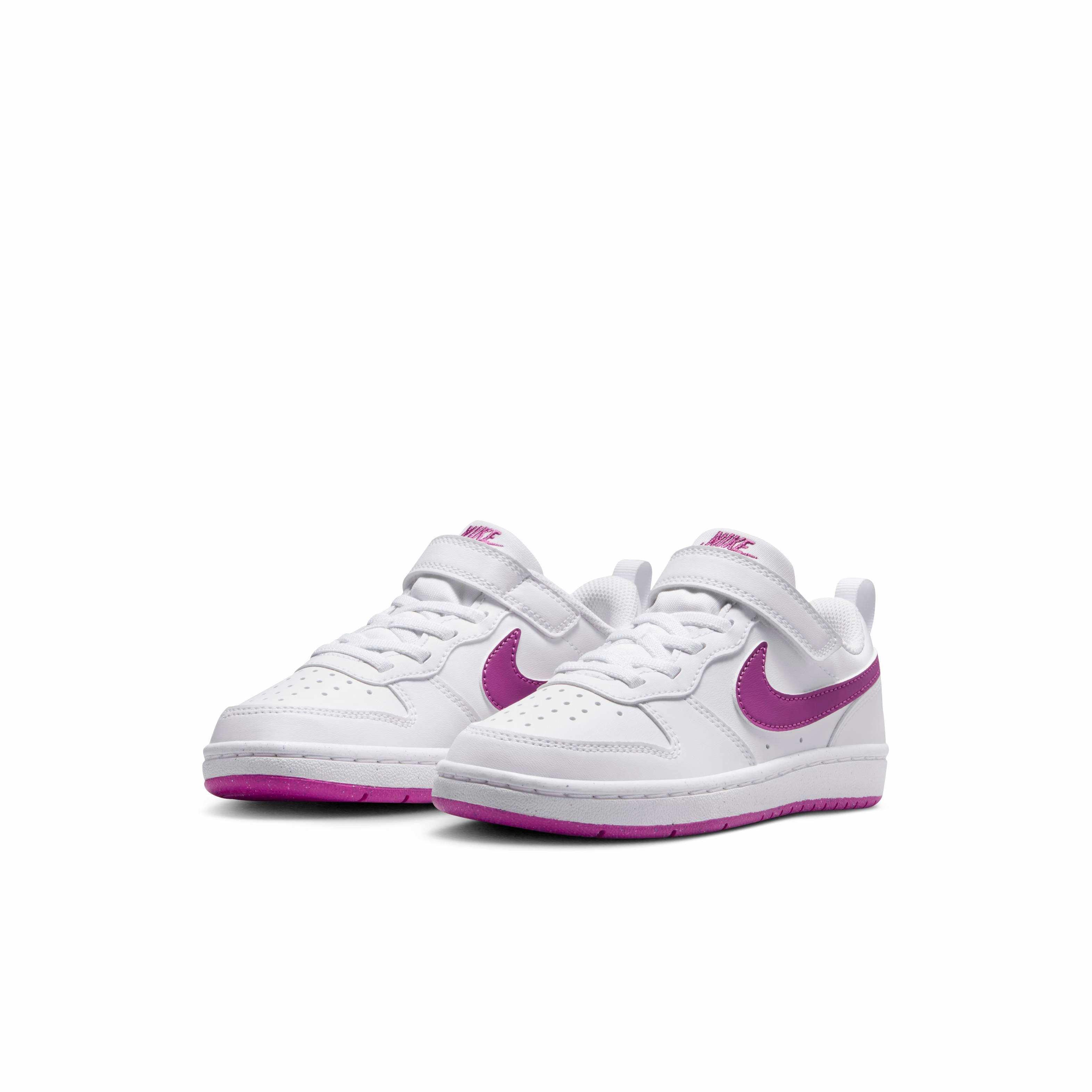 Nike Court Borough Low Recraft Preschool Girls' "White/Hot Fuchsia" Shoe