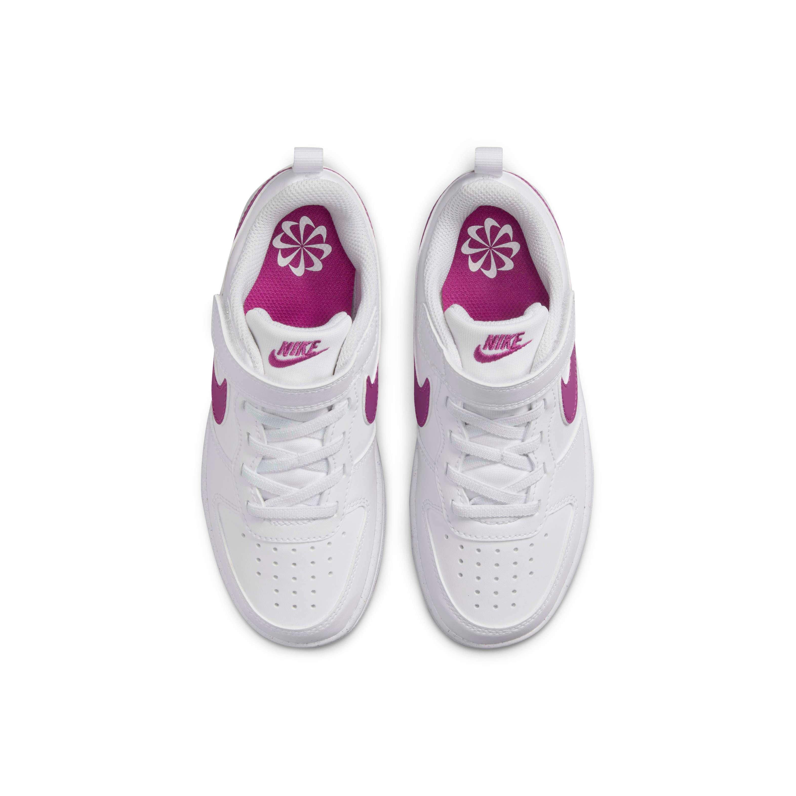 Nike Court Borough Low Recraft Preschool Girls' "White/Hot Fuchsia" Shoe