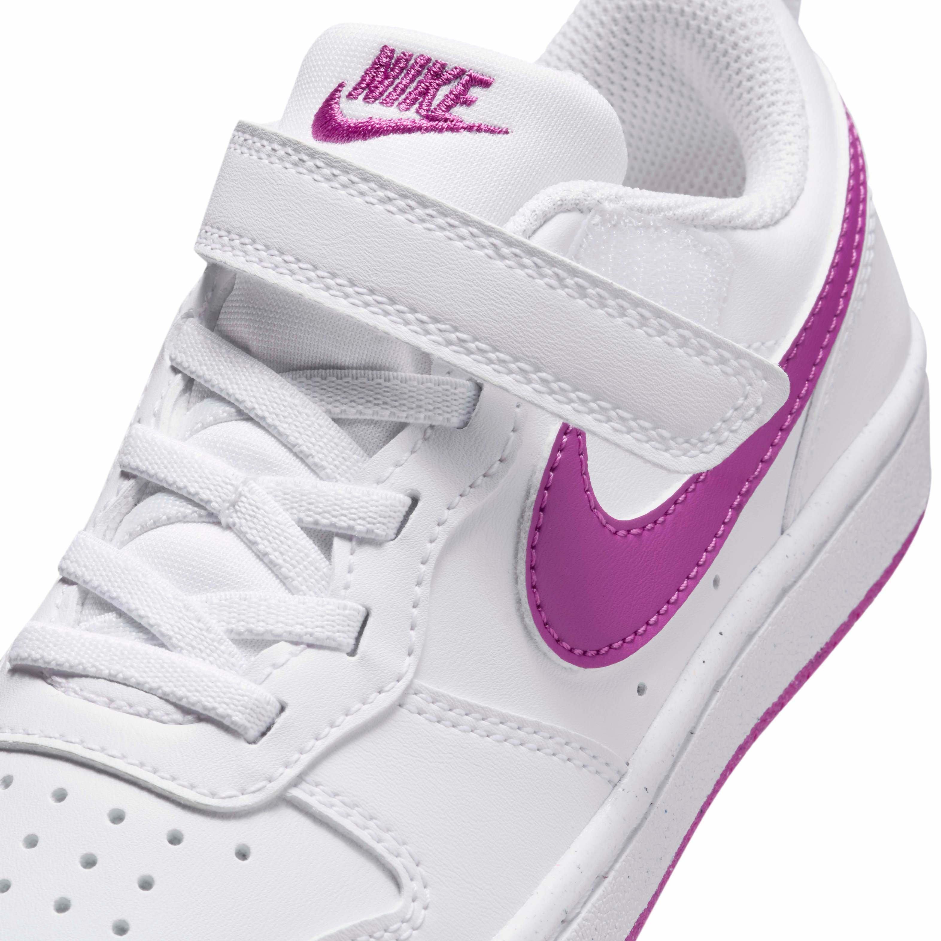 Nike Court Borough Low Recraft Preschool Girls' "White/Hot Fuchsia" Shoe