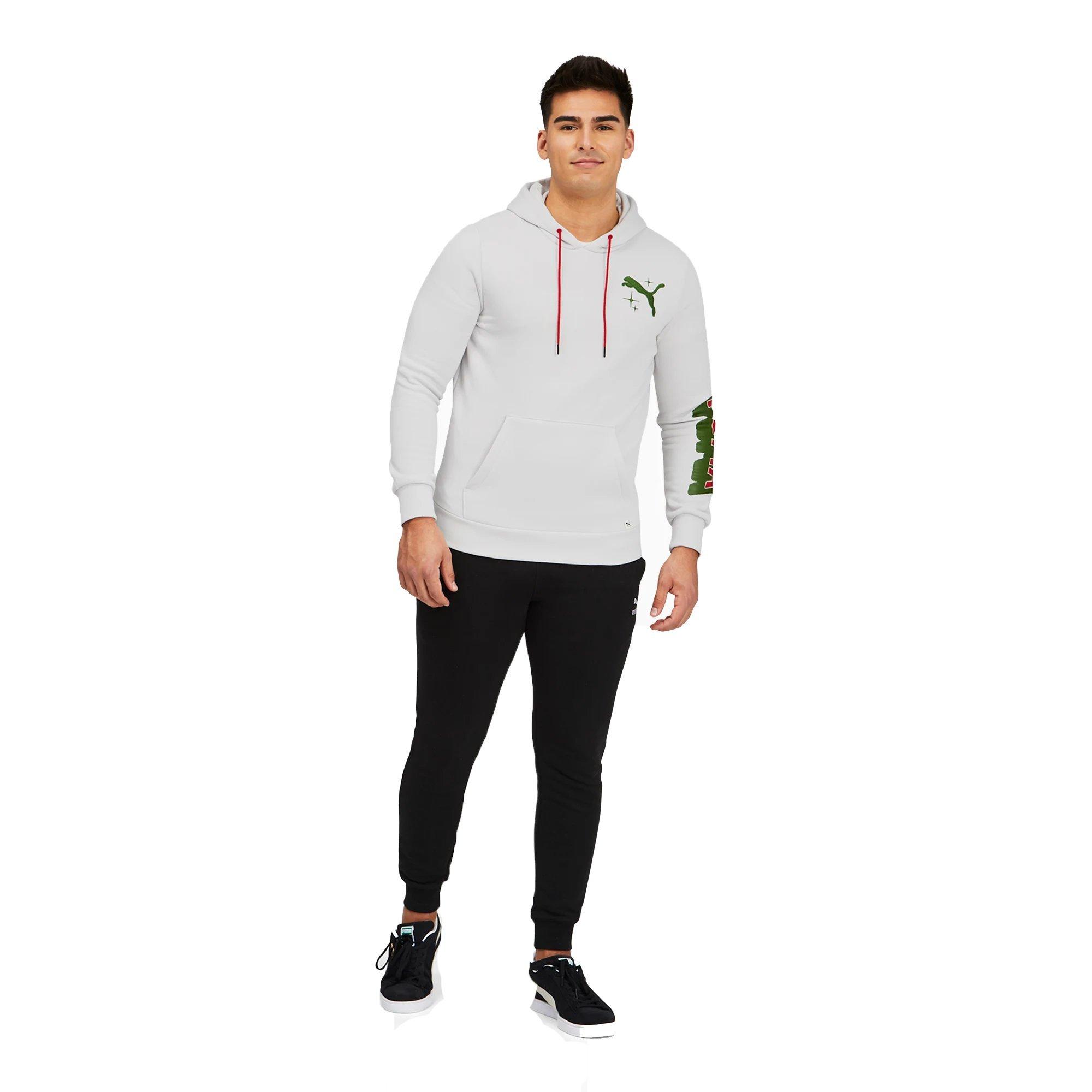 Puma Men's Cash Only Pullover Hoodie - LT GREY Thumbnail View 3