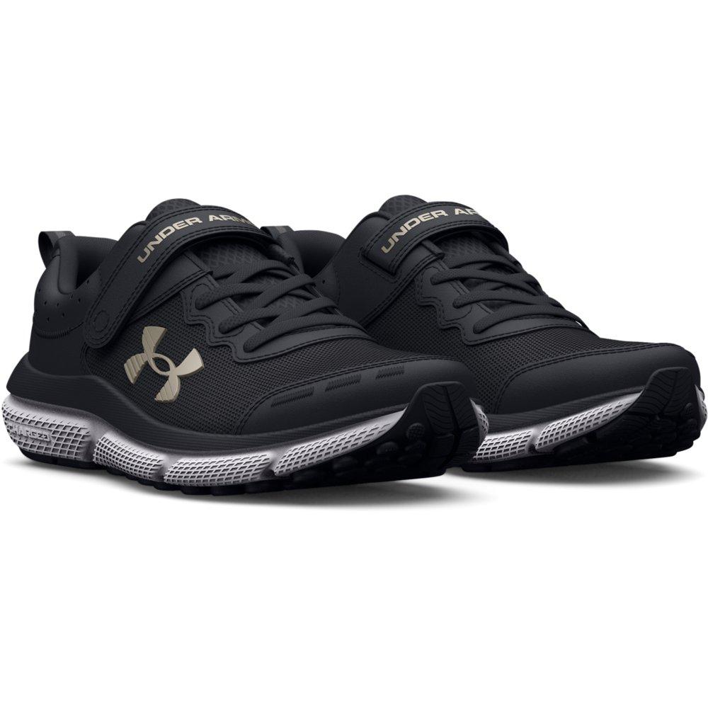 Under Armour Assert 10 AC Preschool Girls' "Black/Metallic Gold" Running Shoe