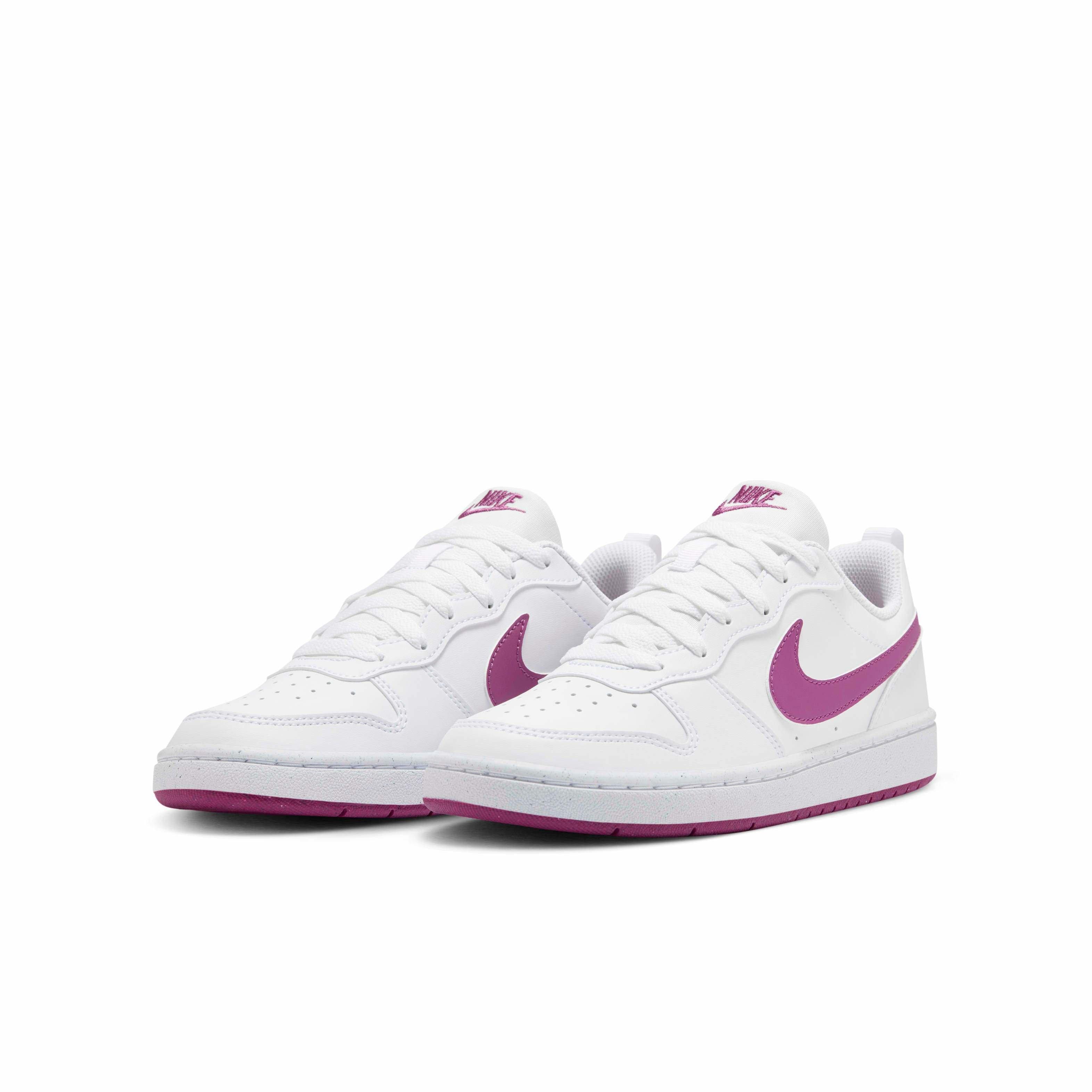 Nike Court Borough Low Recraft Grade School Girls' "White/Hot Fuchsia" Shoe