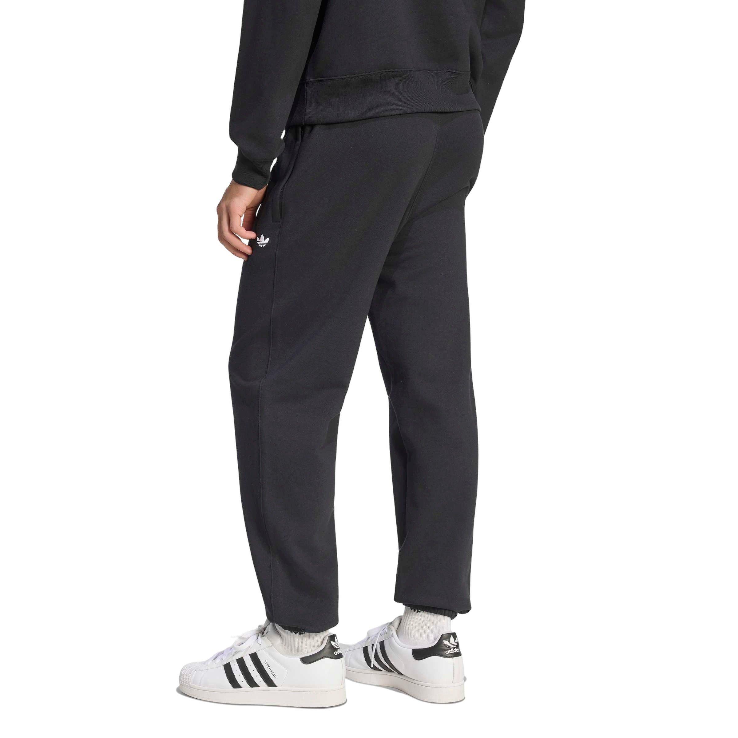 adidas Originals Men's Trefoil Essentials Regular Fleece Joggers - Black - BLACK Thumbnail View 2