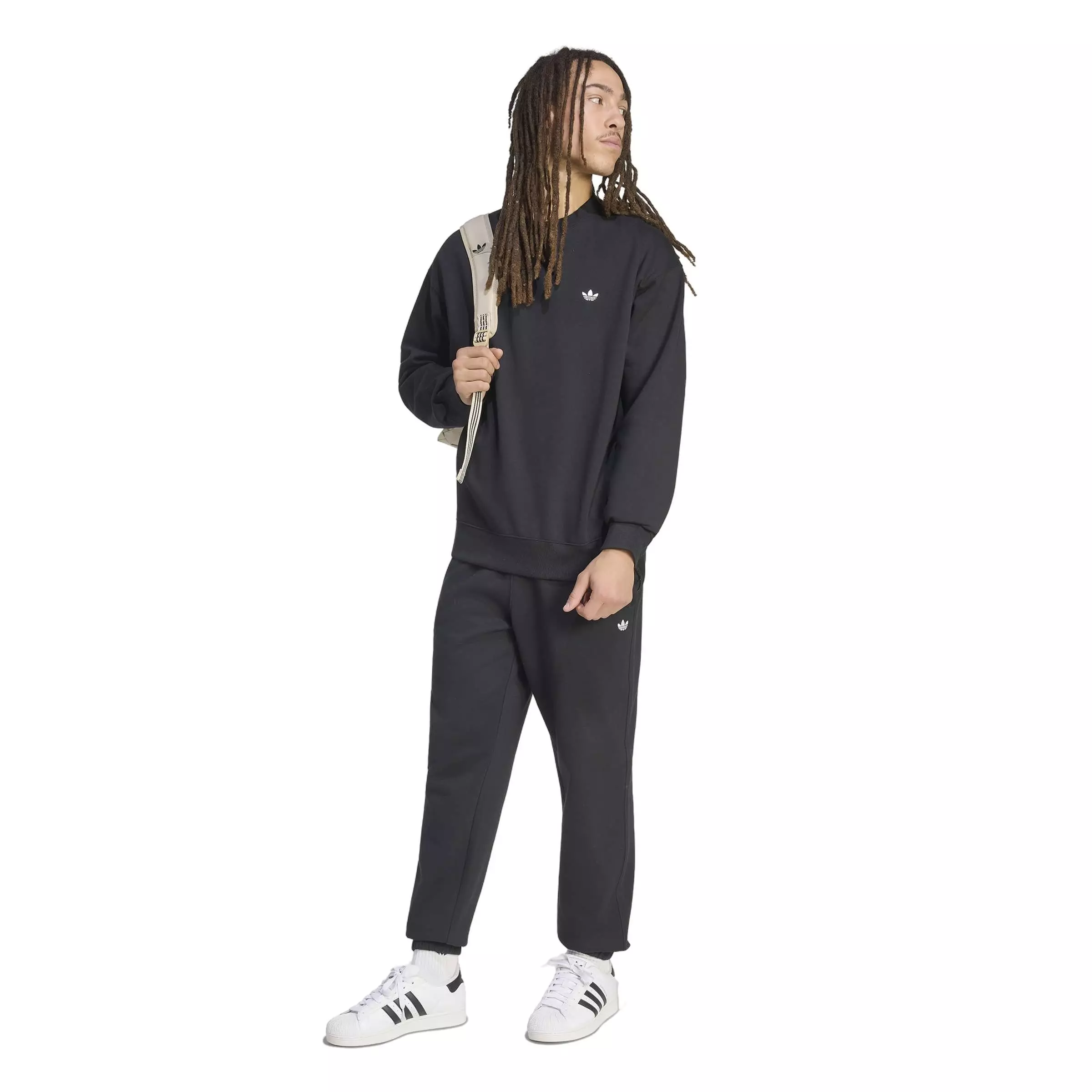 adidas Originals Men's Trefoil Essentials Regular Fleece Joggers - Black - BLACK