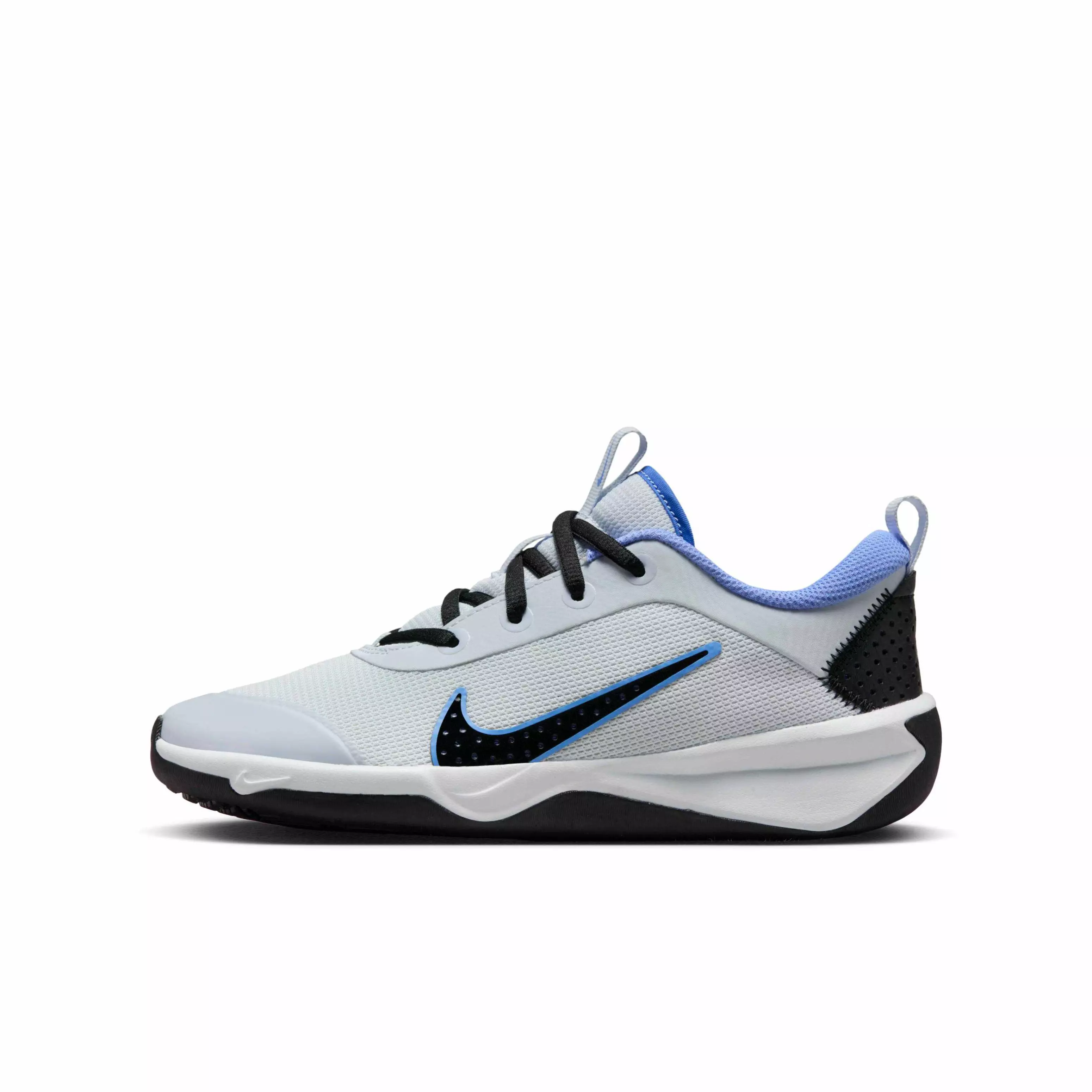 Nike Omni Multi-Court "Football Grey/Black/Astronomy Blue/Royal Pulse" Grade School Boys' Shoe - GREY/BLACK/BLUE/ROYAL