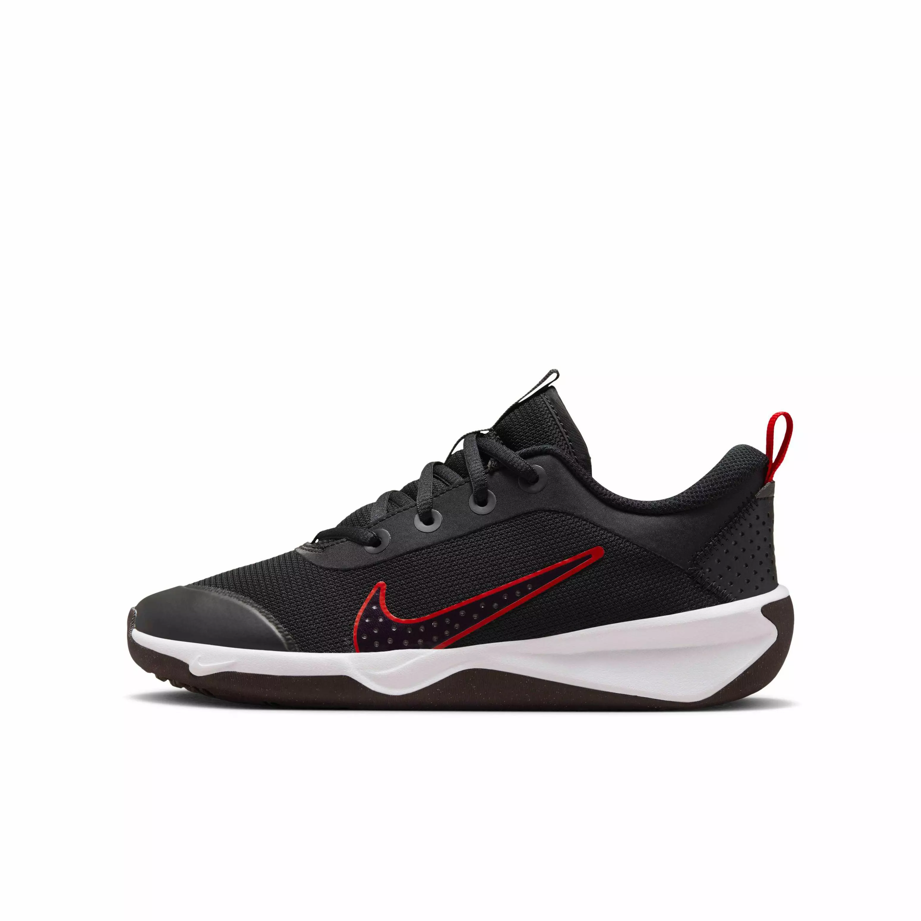 Nike Omni Multi-Court "Black/Gym Red/Cement Grey/Burgundy Ash" Grade School Boys' Shoe - BLACK/RED/GREY/BURGUNDY