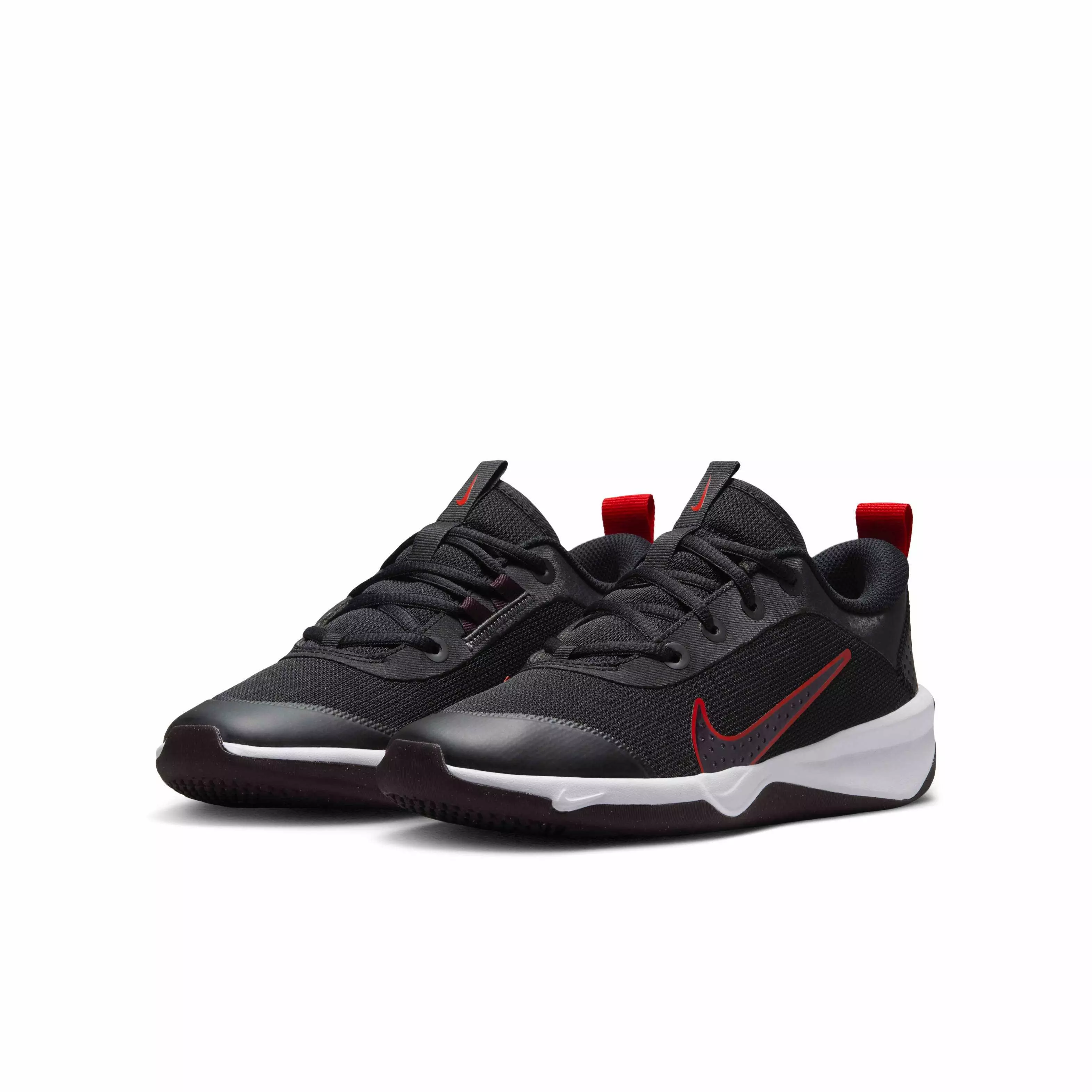 Nike Omni Multi-Court "Black/Gym Red/Cement Grey/Burgundy Ash" Grade School Boys' Shoe - BLACK/RED/GREY/BURGUNDY