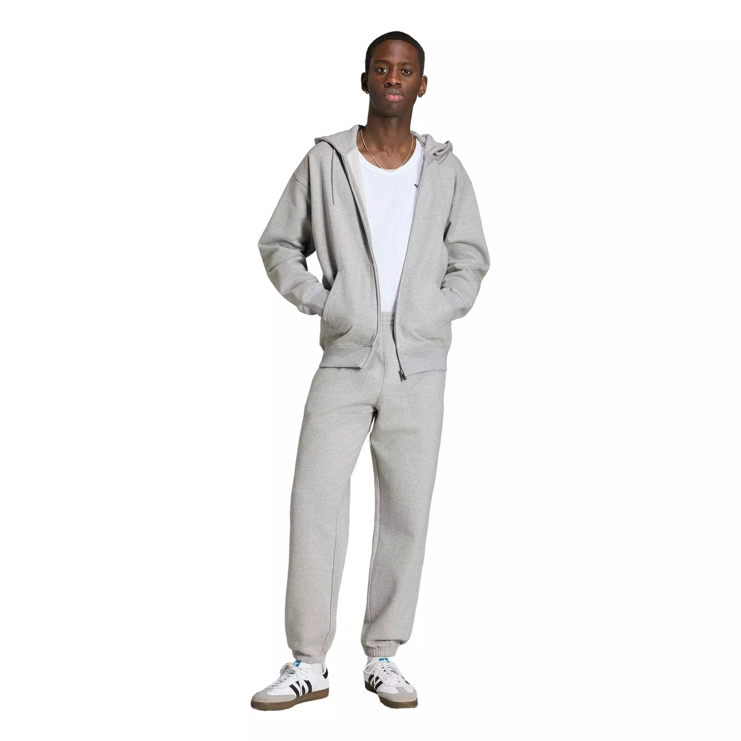 adidas Originals Men's Trefoil Essentials Regular Fleece Joggers - Grey - GREY