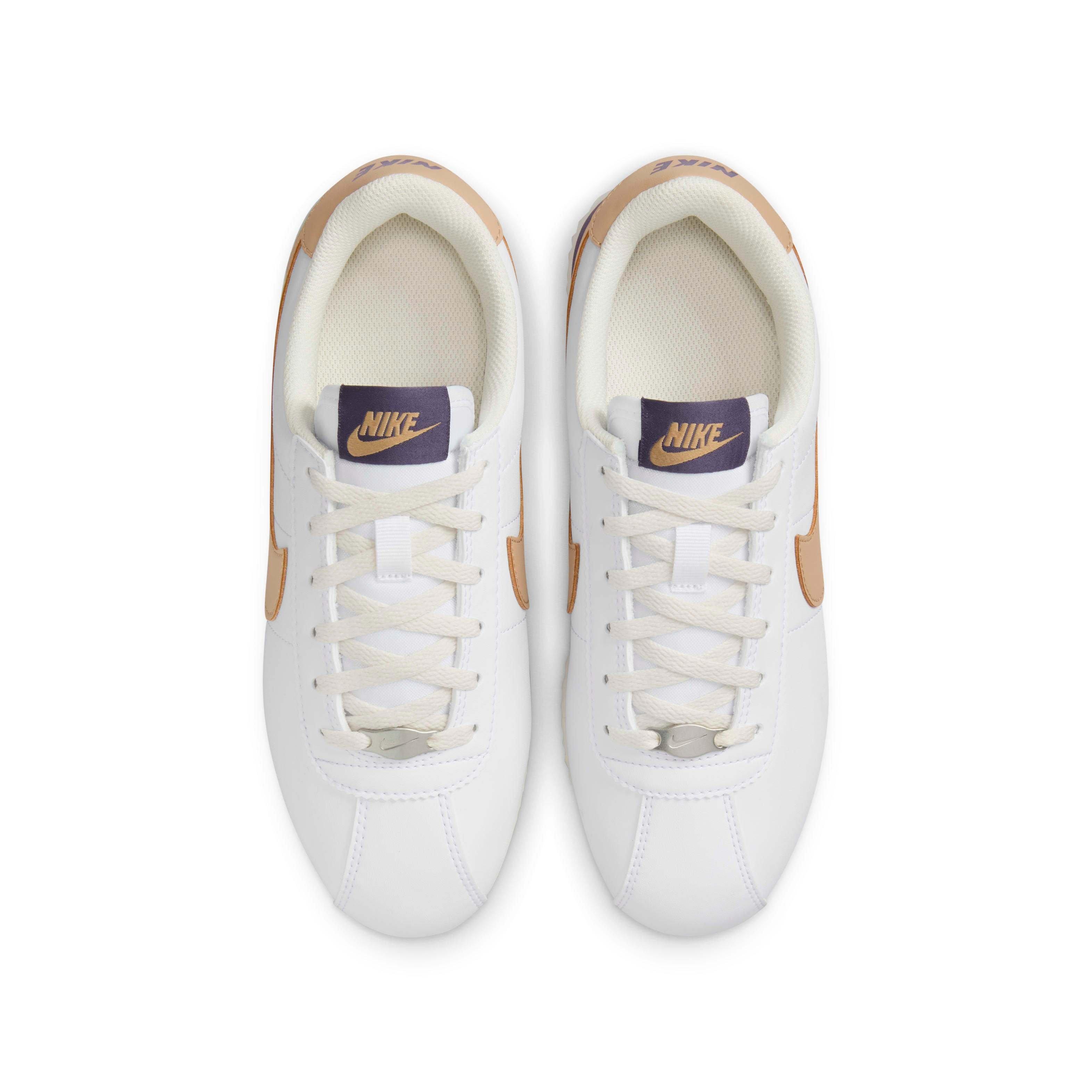 Nike Cortez Grade School Girls' "White/Dark Raisin/Pale Ivory/Hemp" Shoe