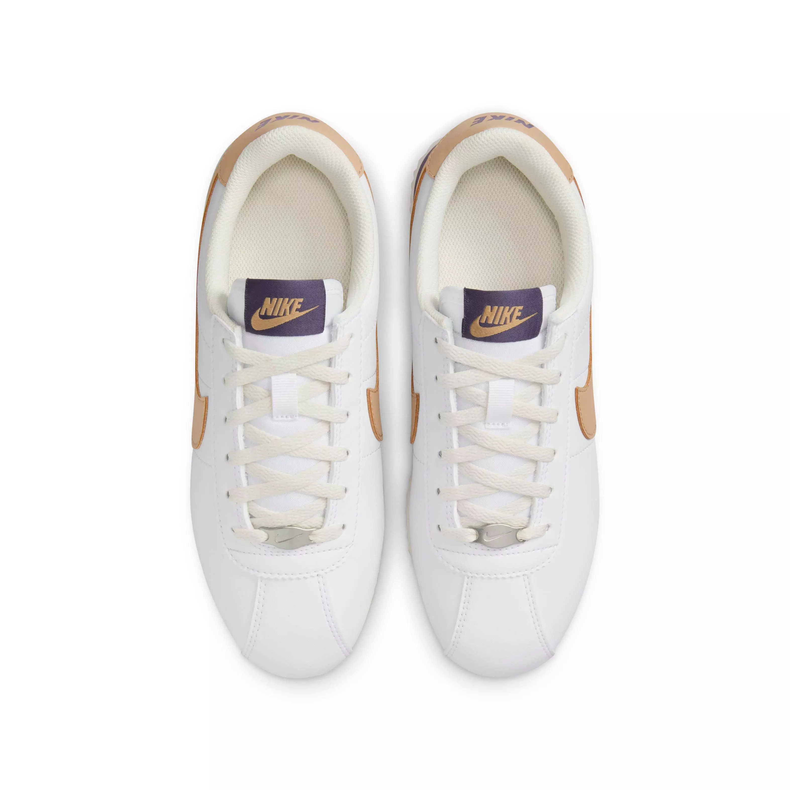 Nike Cortez "White/Dark Raisin/Pale Ivory/Hemp" Grade School Girls' Shoe - WHITE/DK RAISIN/IVORY/HEMP
