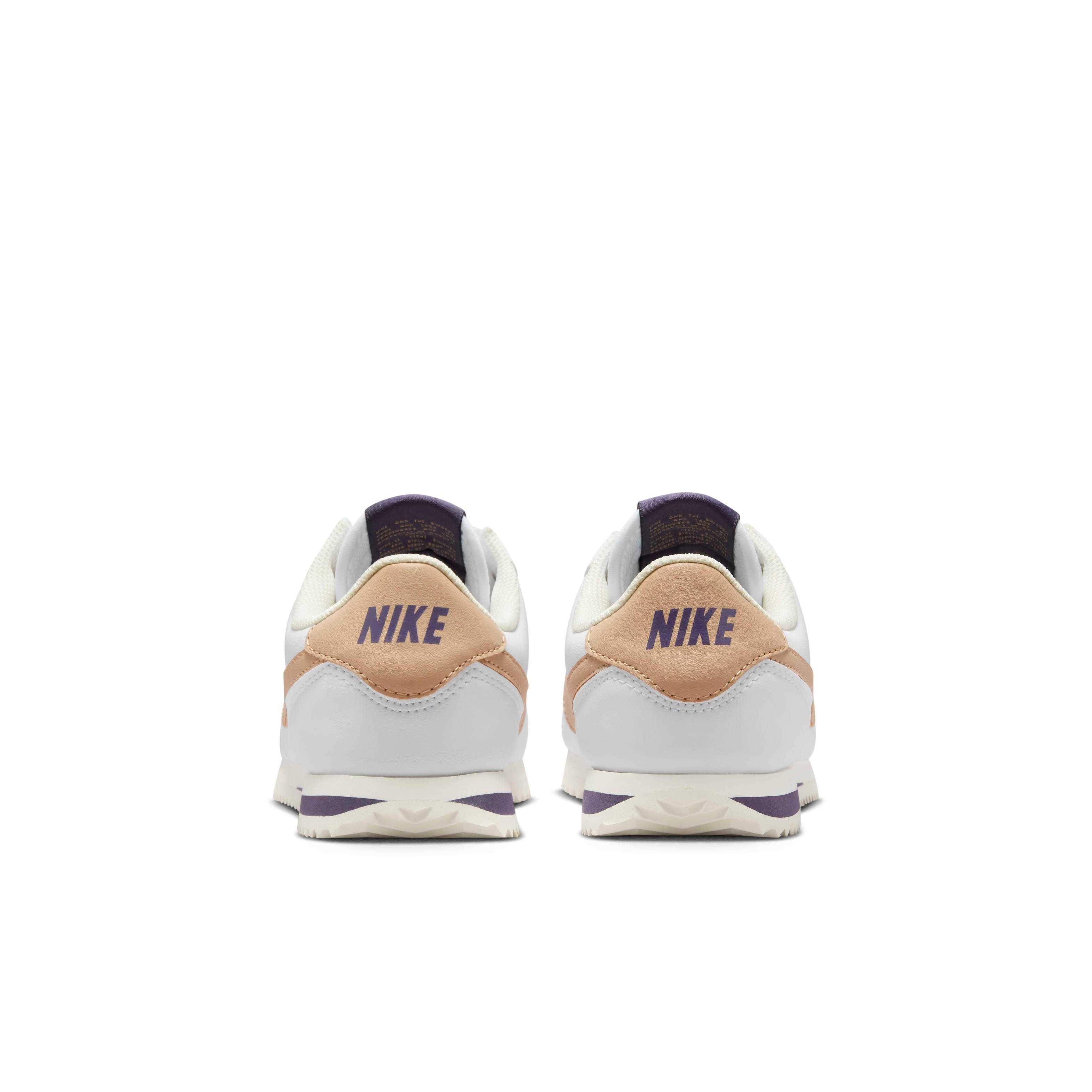 Nike Cortez Grade School Girls' "White/Dark Raisin/Pale Ivory/Hemp" Shoe